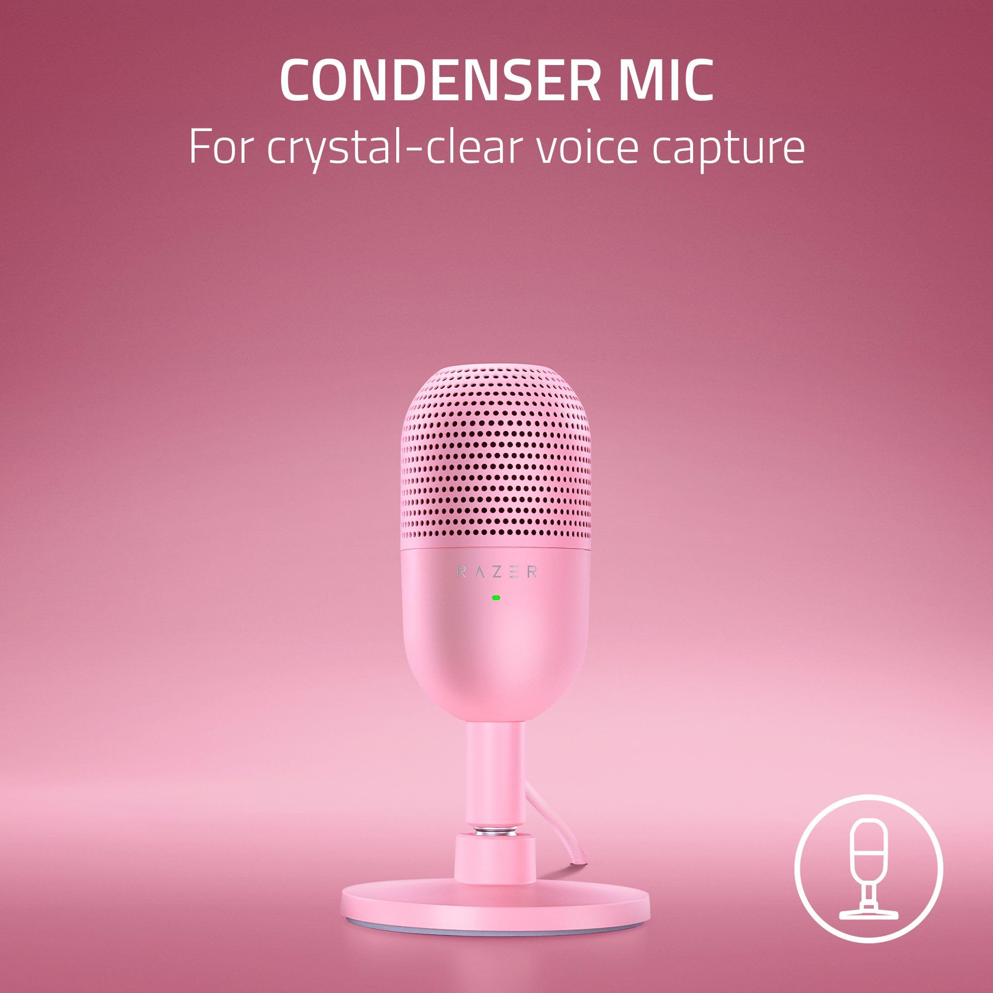 Razer Seiren V3 Mini USB Mic - Supercardioid Condenser Mic for PC Streaming & Gaming