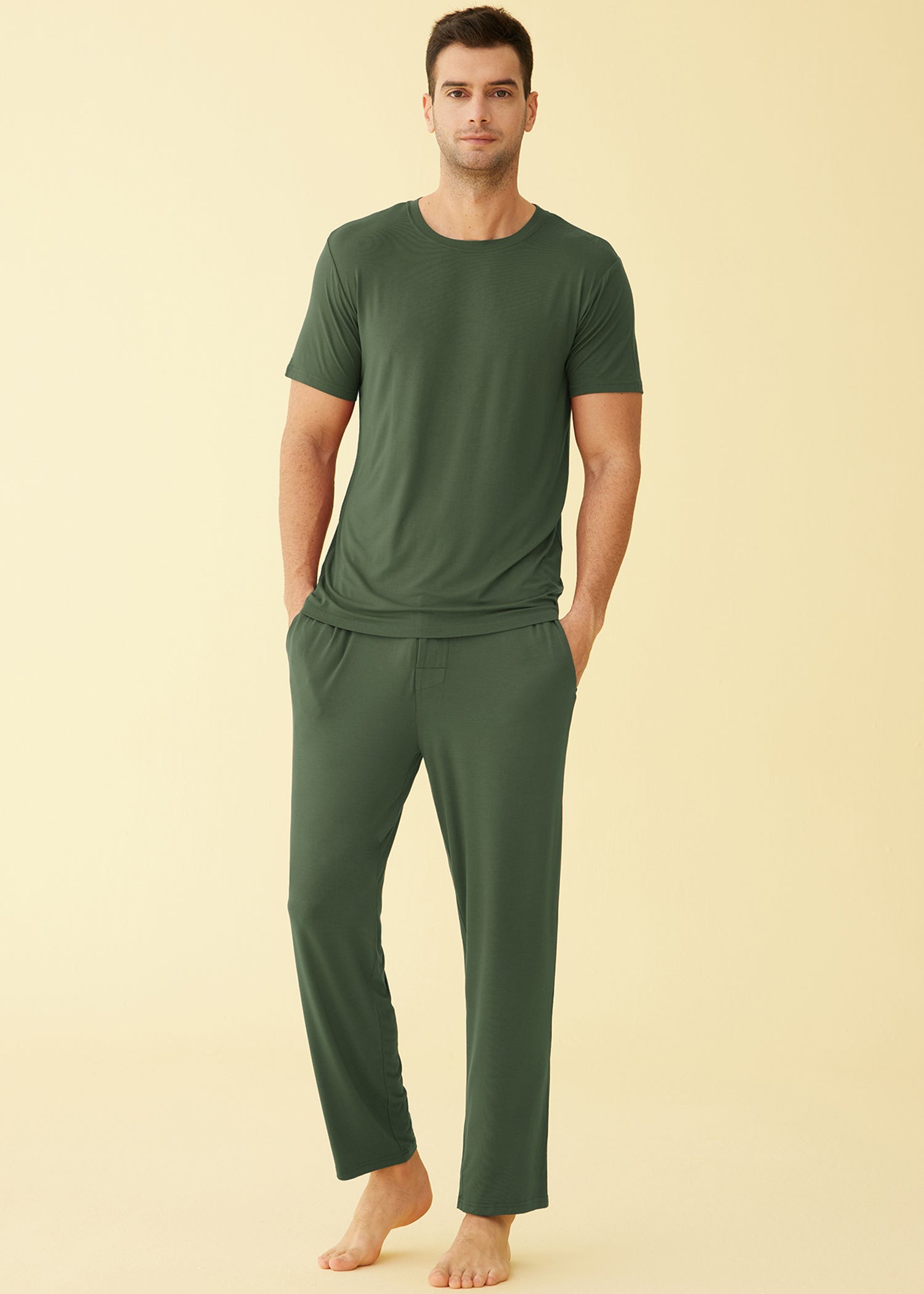 Breathable Men's Bamboo Viscose Pajama Set - Soft Sleepwear Shirt & Pants with Pockets for Comfortable Nightwear | Perfect for Lounging, Sleeping & Relaxing at Home