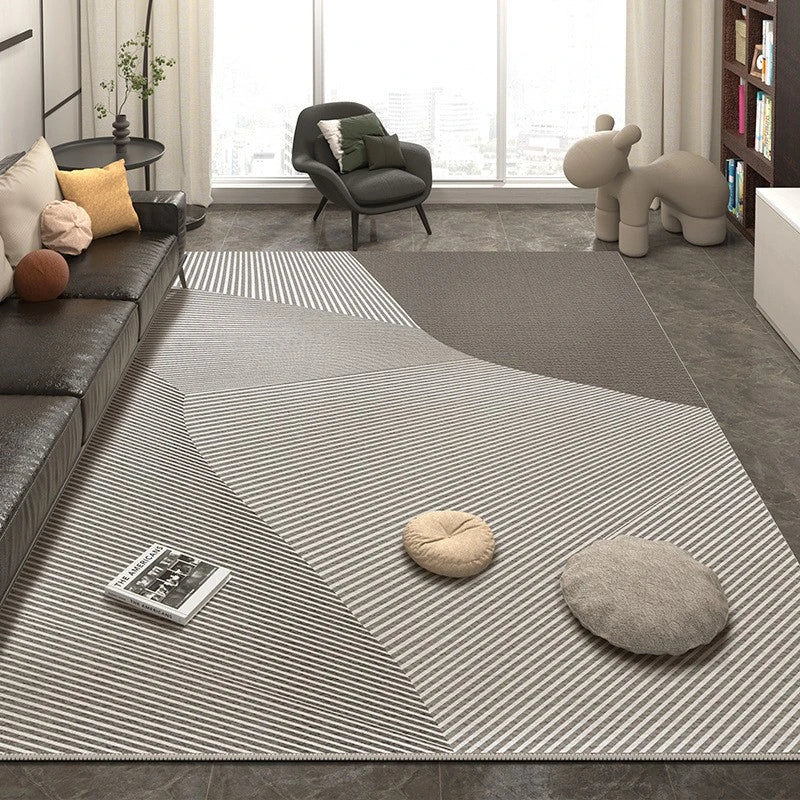 Modern Geometric Velvet Waterproof Area Rug - Non-Slip Soft Living Room Carpet for Bedroom, Nursery & High Traffic Areas - Easy Clean Home Decor Floor Mat