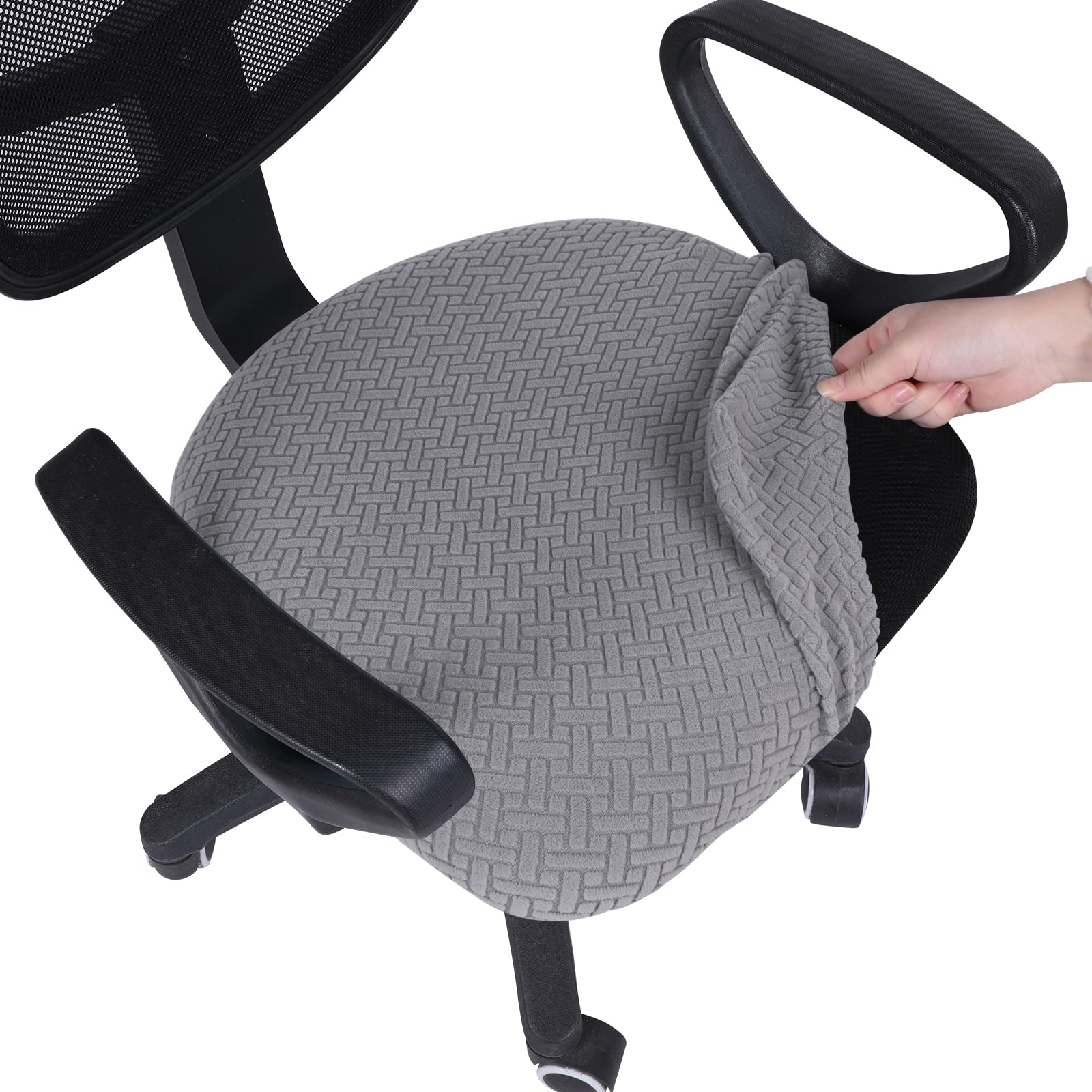 SearchI Office Chair Cover - Stretchable Twill Knitted Jacquard Desk Chair Slipcover, Universal Computer Chair Seat Protector (Light Grey) - Perfect for Home Office, Gaming & Conference Rooms