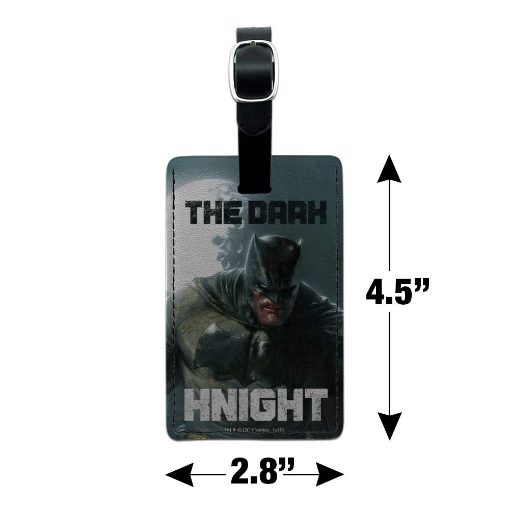 Batman The Dark Knight Rectangle Leather Luggage Tag - Durable Suitcase ID Tag for Travel Bags, Carry-On & Backpacks - Perfect for Business Trips, Vacations & Gift Giving