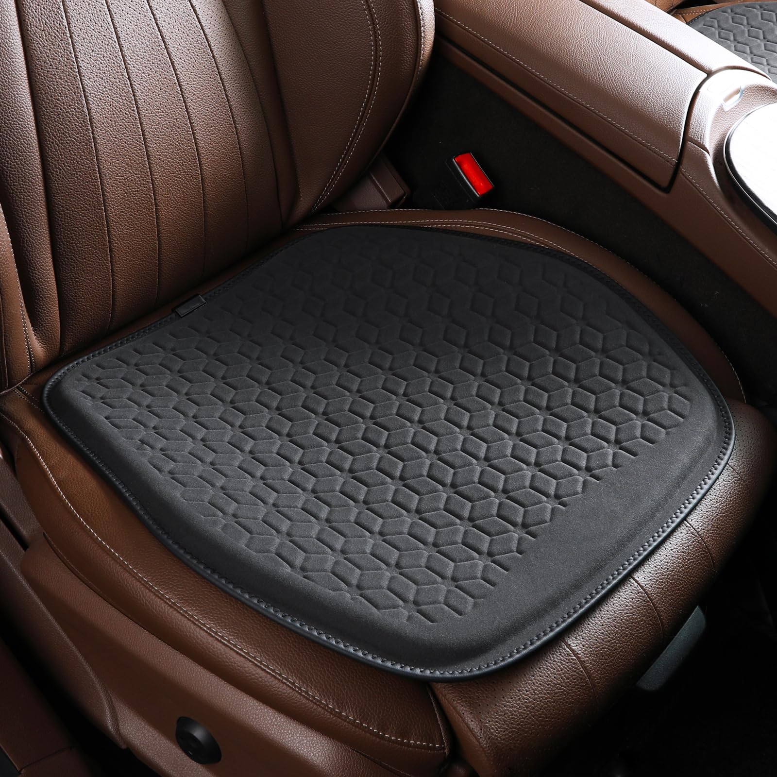 Premium Gel Seat Cushion for Car Seat, Office Chair, Wheelchair & Golf Cart - 1 Inch Thick Non-Slip Memory Foam & Gel Pad - Sciatica & Coccyx Pain Relief - Ergonomic Support for Driving, Working & Mobility (Black Suede)