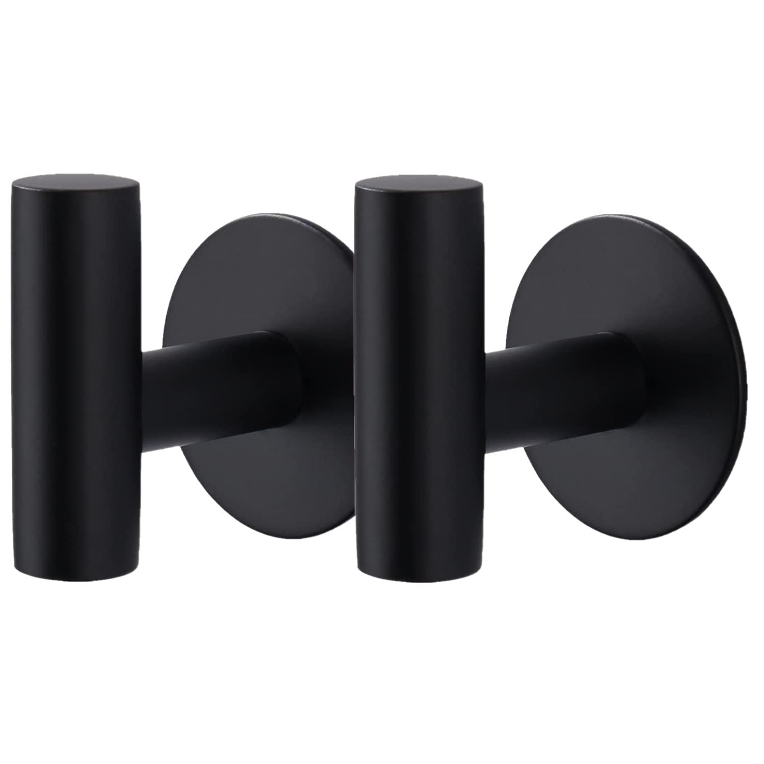 **Heavy Duty Stainless Steel Adhesive Hooks - Waterproof Wall Hooks for Bathroom, Kitchen & Shower (2 Pack, Black) - Perfect for Hanging Towels, Coats & More**