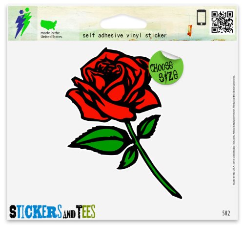 Red Rose Vinyl Car Bumper Sticker 5x3 Inch - Waterproof Decal for Windows, Laptops, Notebooks - Perfect for Cars, Trucks, Motorcycles & Personalizing Devices