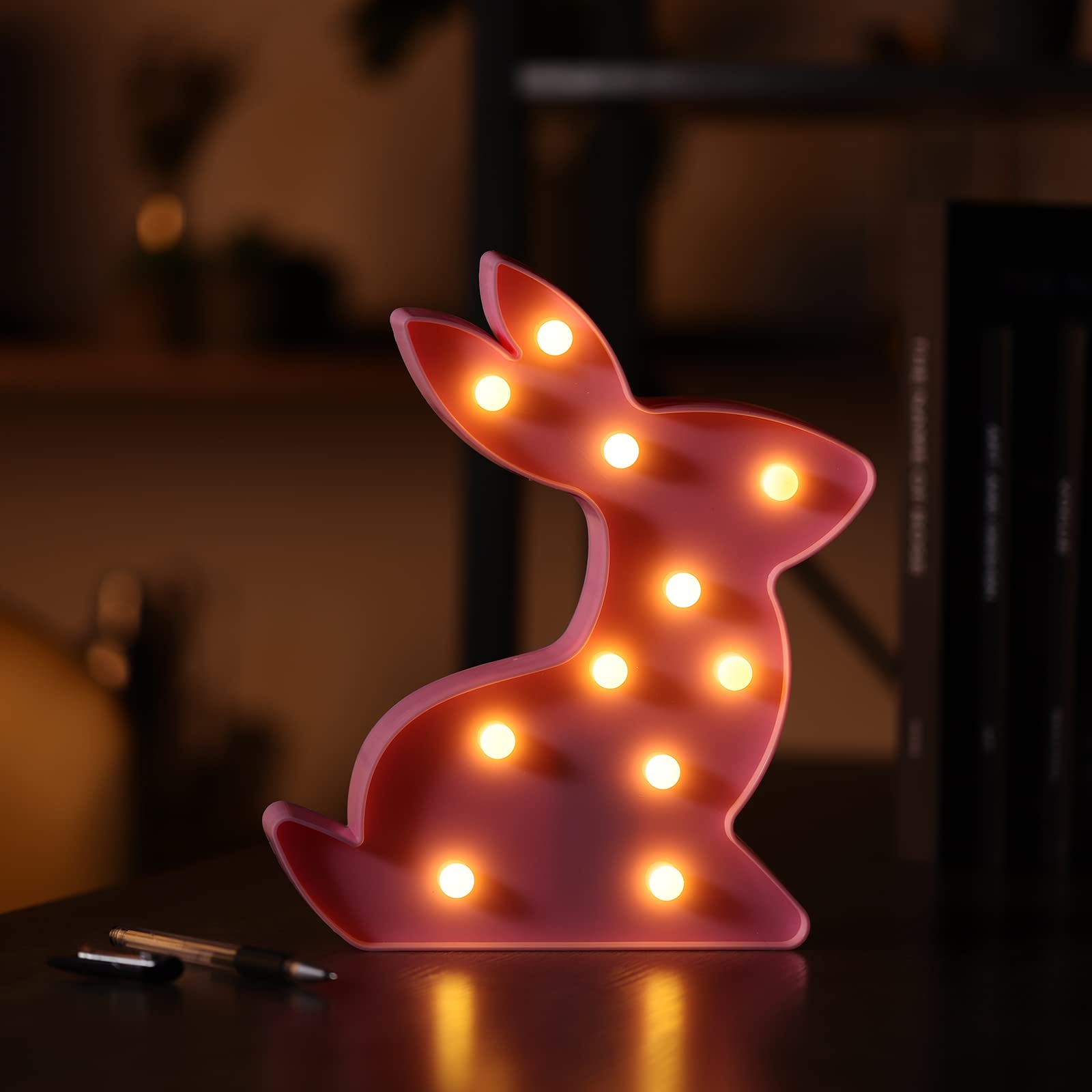 Cute Pink Bunny Neon Light - Easter Nursery Lamp & Night Light for Kids Room, Bedroom Decor - Perfect for Easter Party, Baby Shower, Girls Room & Home Decoration