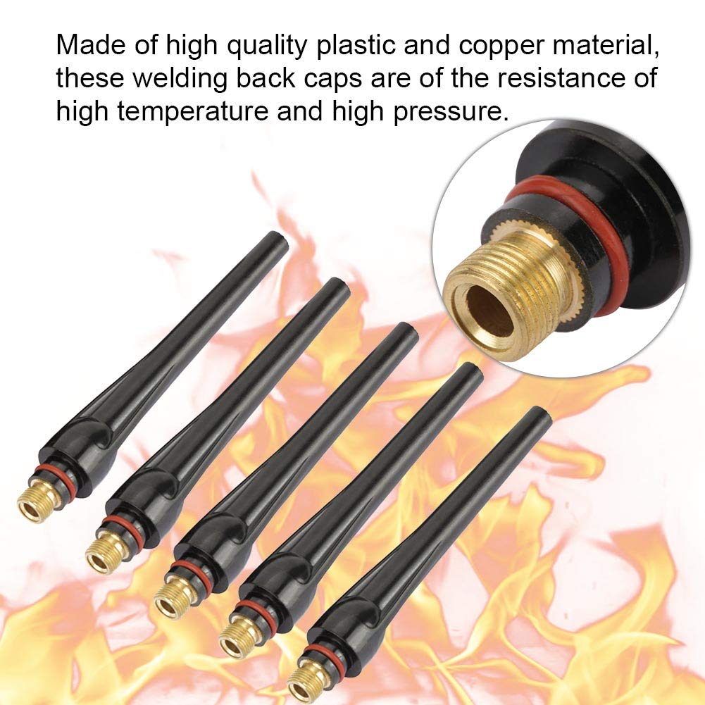 TIG Welding Torch Back Cover Kit - 5pcs Long Back Covers for WP-17/18/26 TIG Torches (57Y02) | Durable Replacement Parts for Welding Equipment | Perfect for Professional Welders & DIY Metal Fabrication Projects
