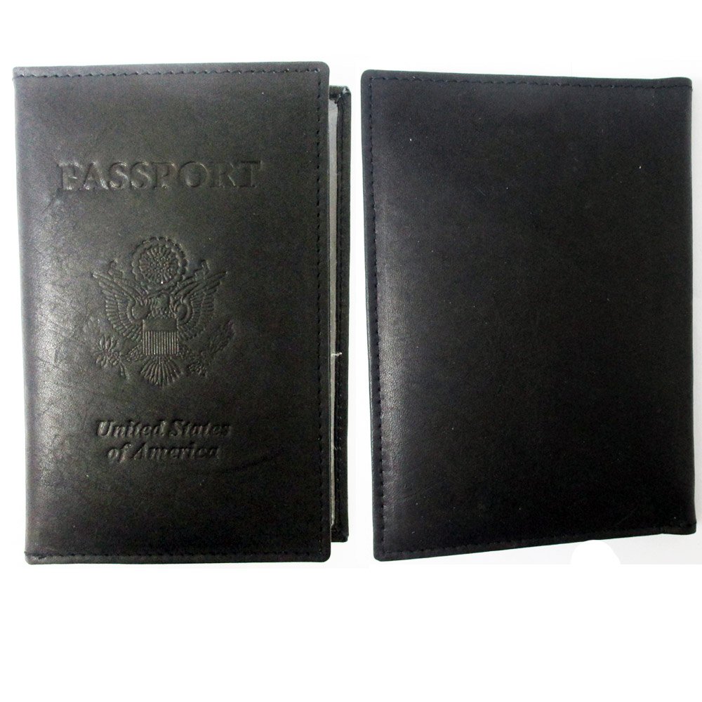 Premium Black Leather US Passport Cover with Embossed Design - RFID Blocking Travel Wallet & ID Card Holder - Perfect for International Trips and Business Travel