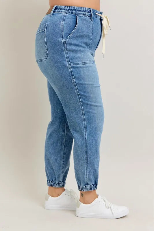 Judy Blue High Waist Stretch Denim Jogger Pants for Women - Comfortable Casual & Lounge Wear for Everyday Style