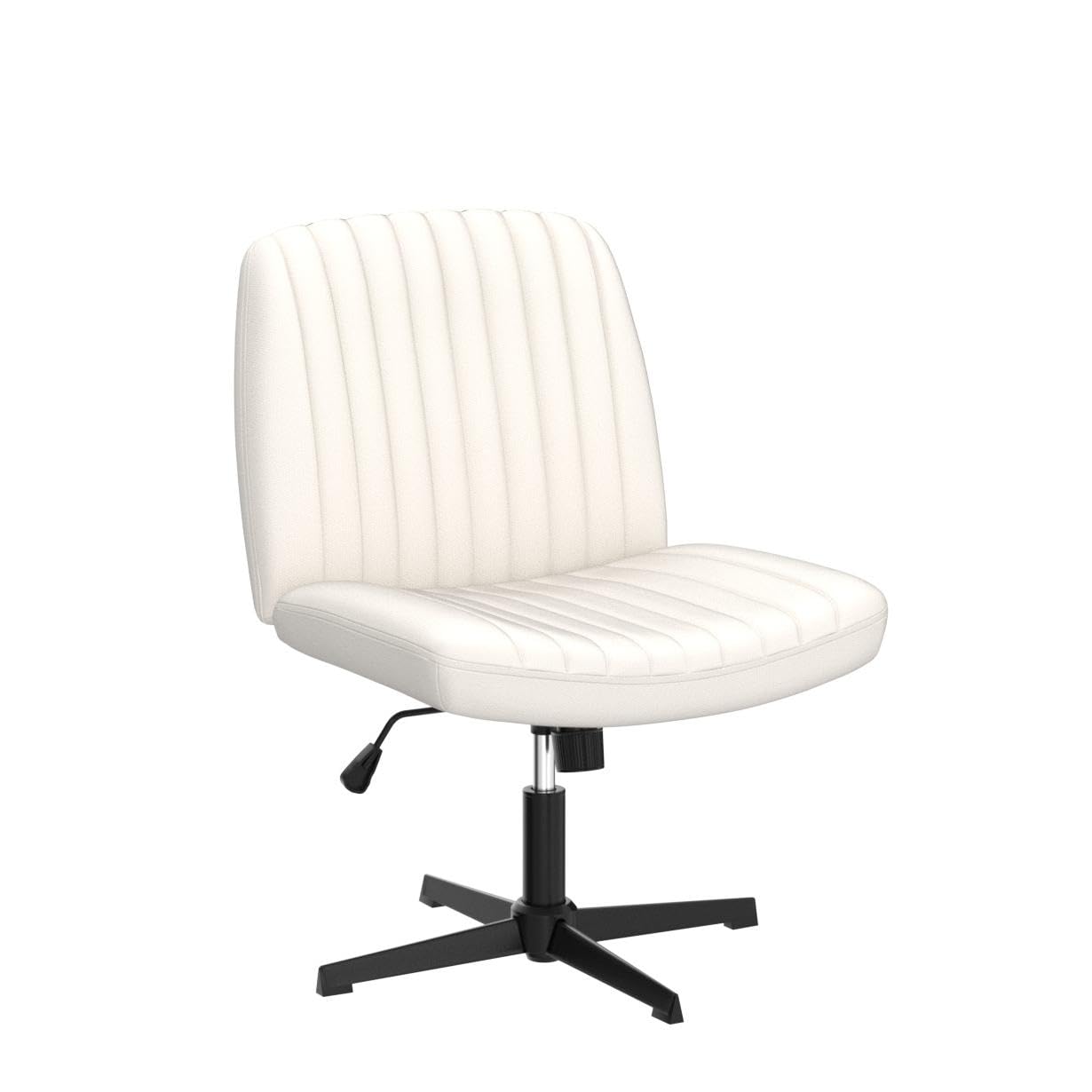 DUMOS Cross Legged Office Chair - Armless Wide Home Desk Seat No Wheels, Modern Swivel Adjustable Fabric Chair for Bedroom & Office - Perfect for Meditation, Reading & Small Space Workstations