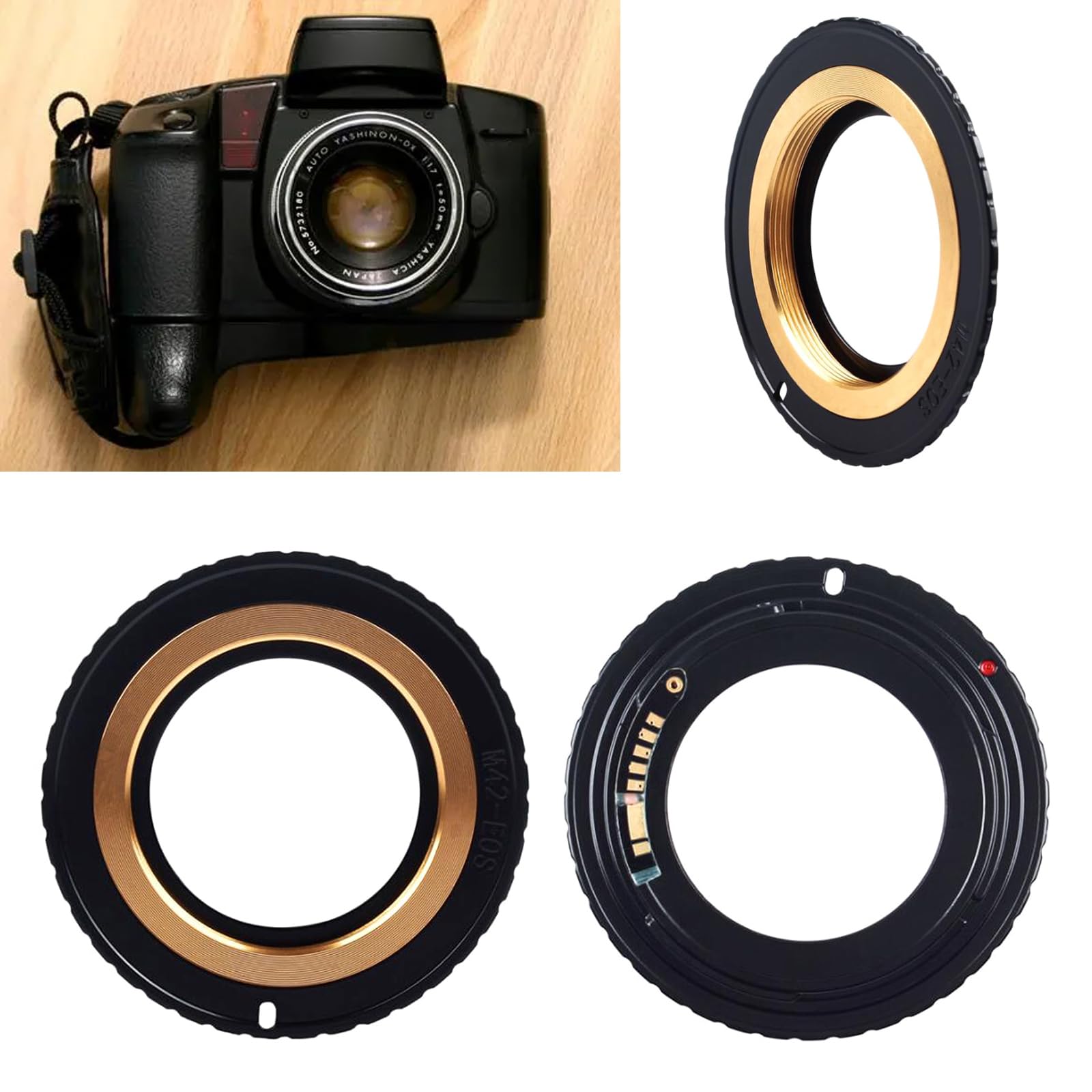 M42 to EF/EF-S Mount Metal Lens Adapter Ring - Compatible with Canon 5D Mark IV, III, II, 1D Series, 7D II, 7D, 80D, 70D, 60D - Perfect for DSLR Photography & Vintage Lens Conversion