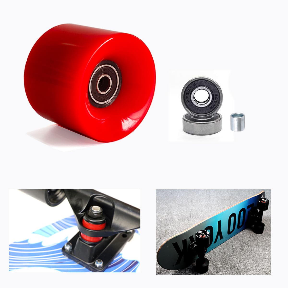 60mm 80A Cruiser Wheels with ABEC-9 Bearings for Skateboards & Penny Boards - Smooth Ride for Commuting