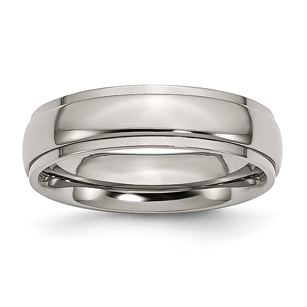 ICE CARATS Titanium 6mm Ridged Edge Wedding Band - Classic Domed Ring for Women | Durable & Hypoallergenic Jewelry | Perfect Anniversary, Engagement & Bridal Gift (Great for Everyday Wear & Special Occasions)