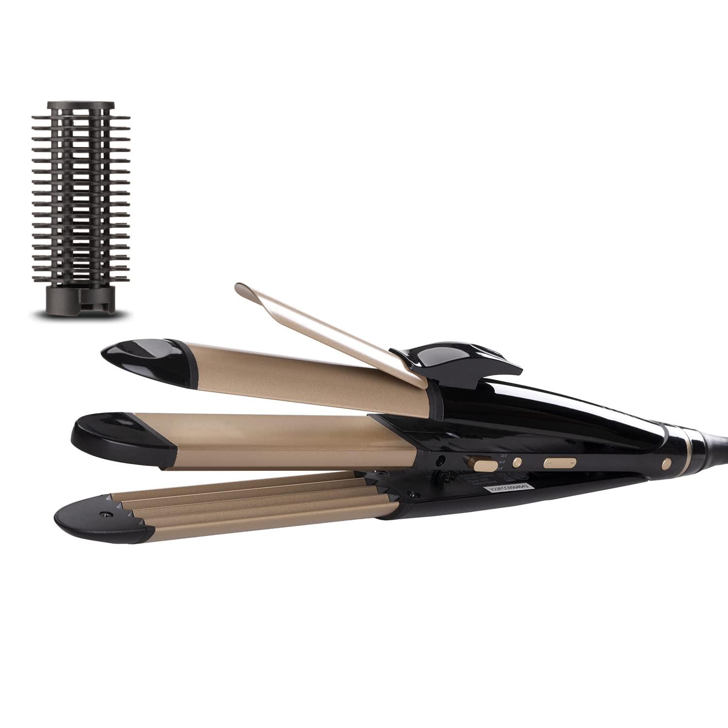 Vega 4-in-1 Hair Styler - Straightening Brush, Flat Iron, Curling Iron & Crimper | Keratin Hair Styler VHSCC-05 (Gold) | India's Top Hair Styling Brand | Perfect for Salon-Quality Styling at Home, Travel & Daily Hair Care