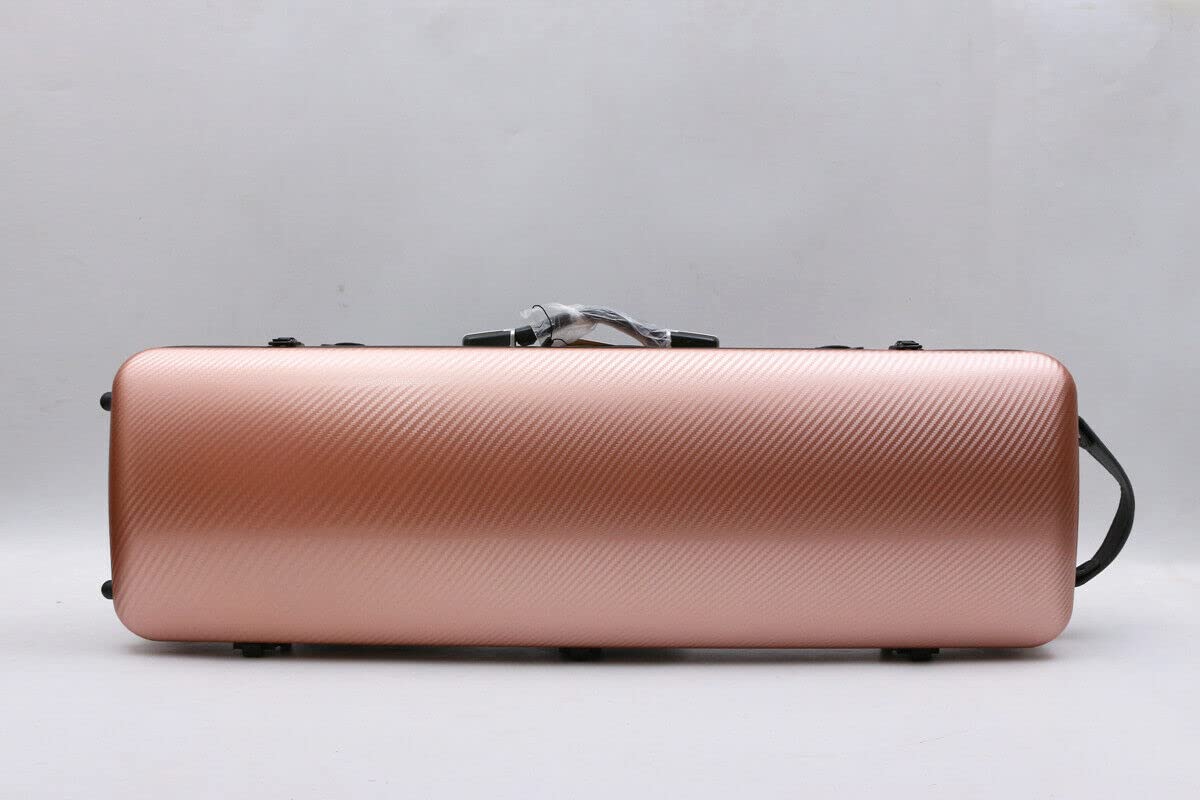 Premium 4/4 Carbon Fiber Violin Case - Lightweight Oblong Design with Golden Accents & Durable Pink Exterior | Perfect for Professional Musicians, Travel & School Performances