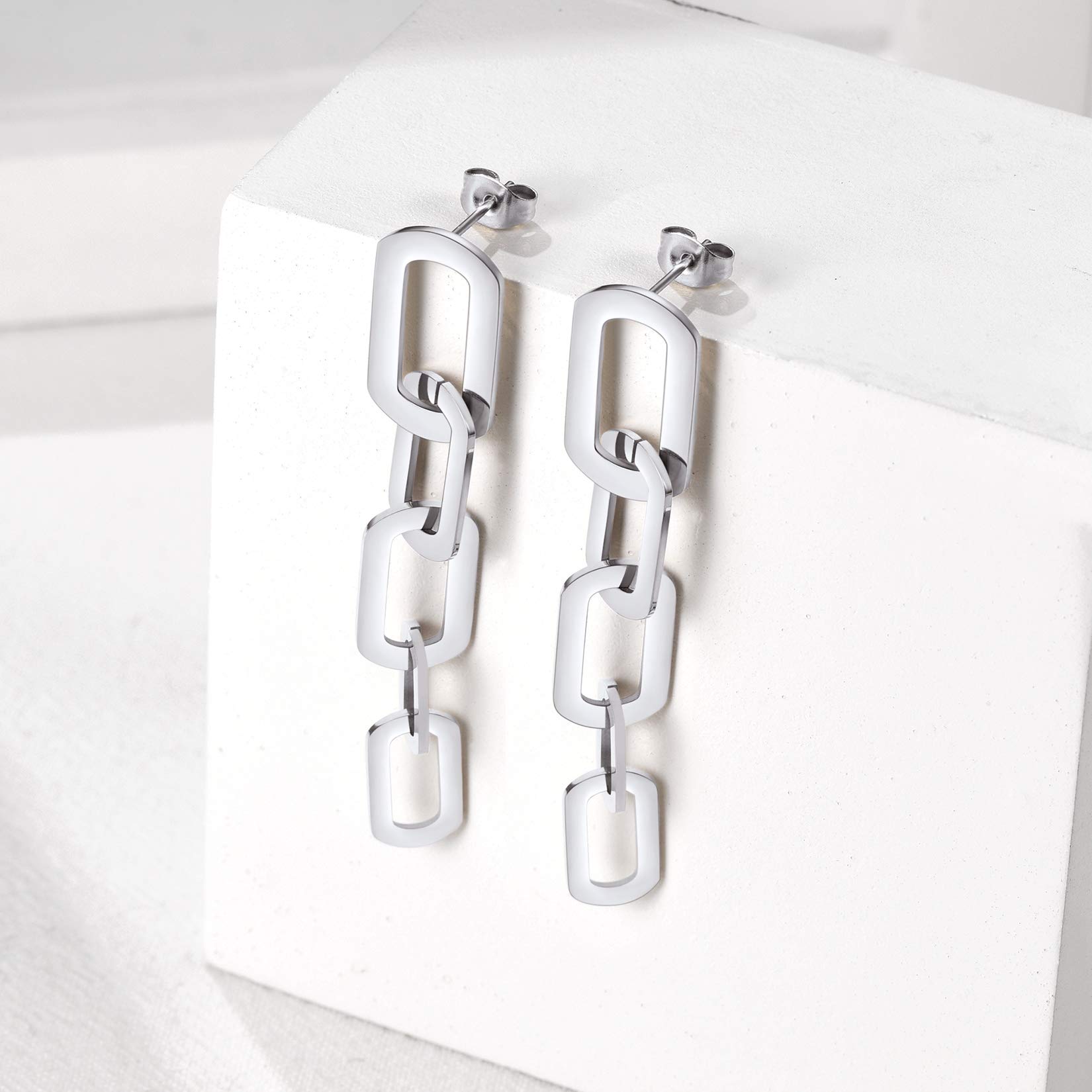 Trendy Gold Plated Chain Hoop Earrings for Women - European Style Dangle & Cuff Earrings with Surgical Steel Posts - Perfect for Parties, Weddings & Everyday Wear