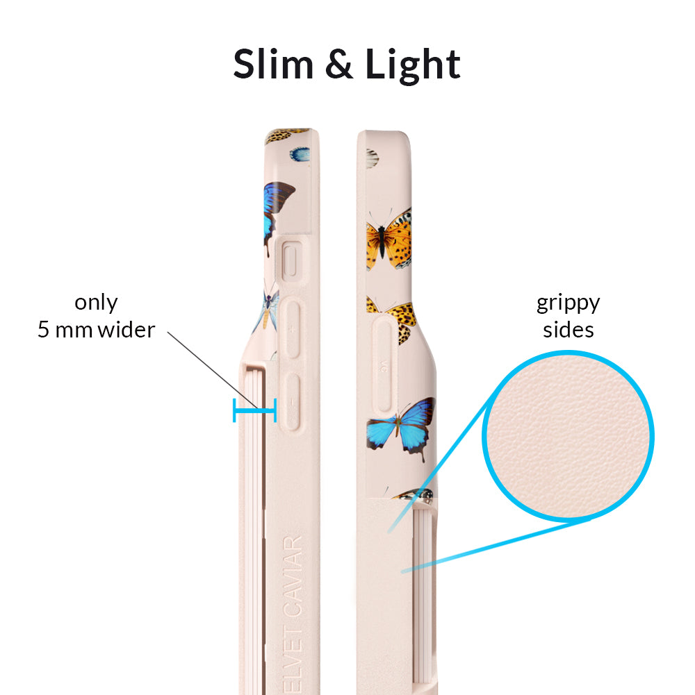 Butterfly iPhone Wallet Case - Slim Protective Phone Cover with Card Holder for iPhone 13/14/15 Pro Max - Perfect for Travel, Shopping & Everyday Use