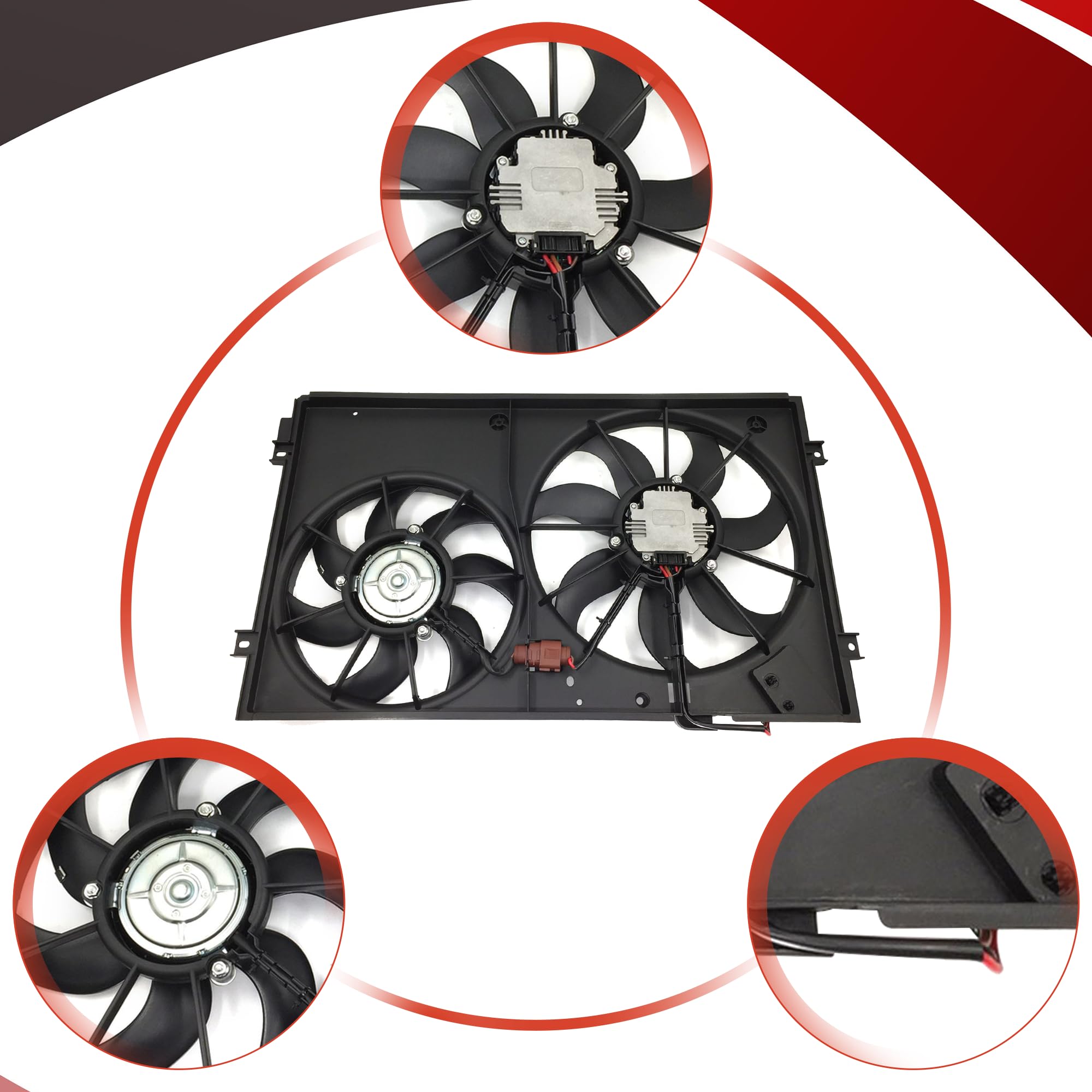 High Performance Radiator Cooling Fan Assembly Compatible with 2005-2013 VW Jetta, 2006-2009 Rabbit, 2010-2013 Golf, 2012-2013 Beetle/Passat (Part# 620-843) - Perfect for Engine Overheating Prevention & Summer Driving