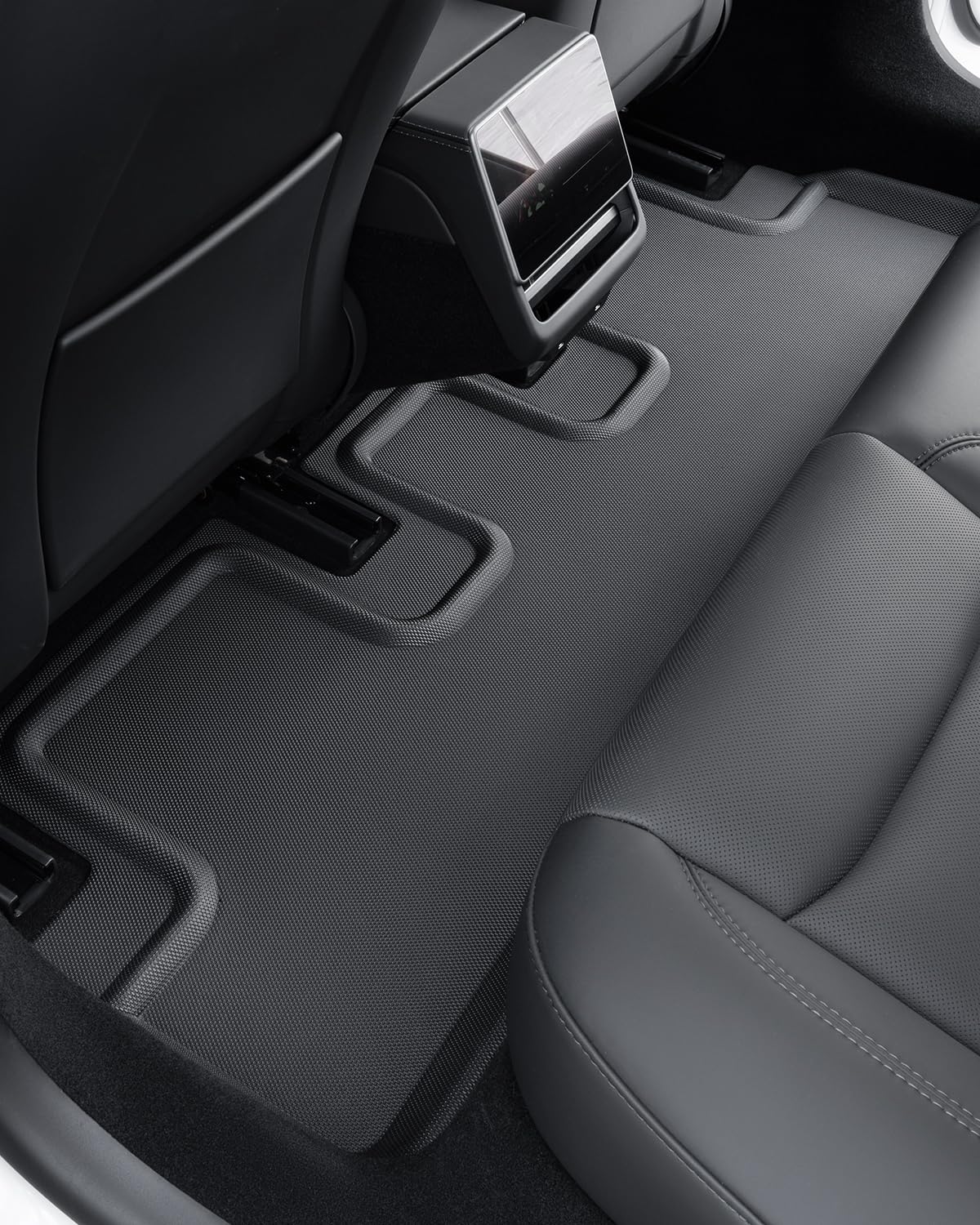 TAPTES 2025 Tesla Model 3 All-Weather Floor Mats Full Set - 6-Piece Front & Rear Liners + Trunk Mat | Durable Rubber Carpet Covers for Model 3 Highland 2024-2025 | Perfect for Winter, Rain & Mud Protection