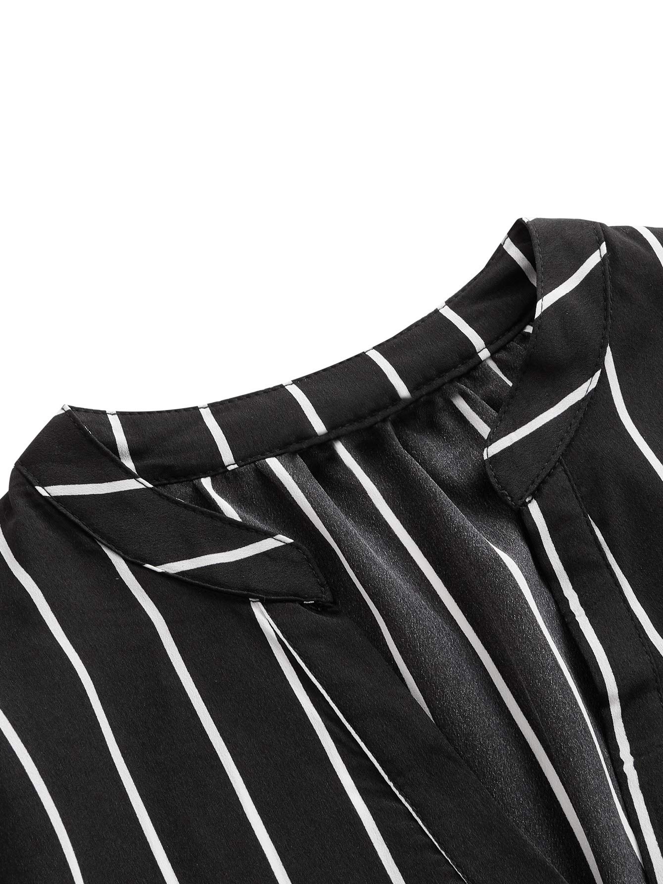 Milumia Women's Elegant Striped V-Neck Long Sleeve Blouse - High Low Hem Work Shirt Tops for Office, Party & Casual Wear | Flattering Fit & Comfortable Stretch Fabric