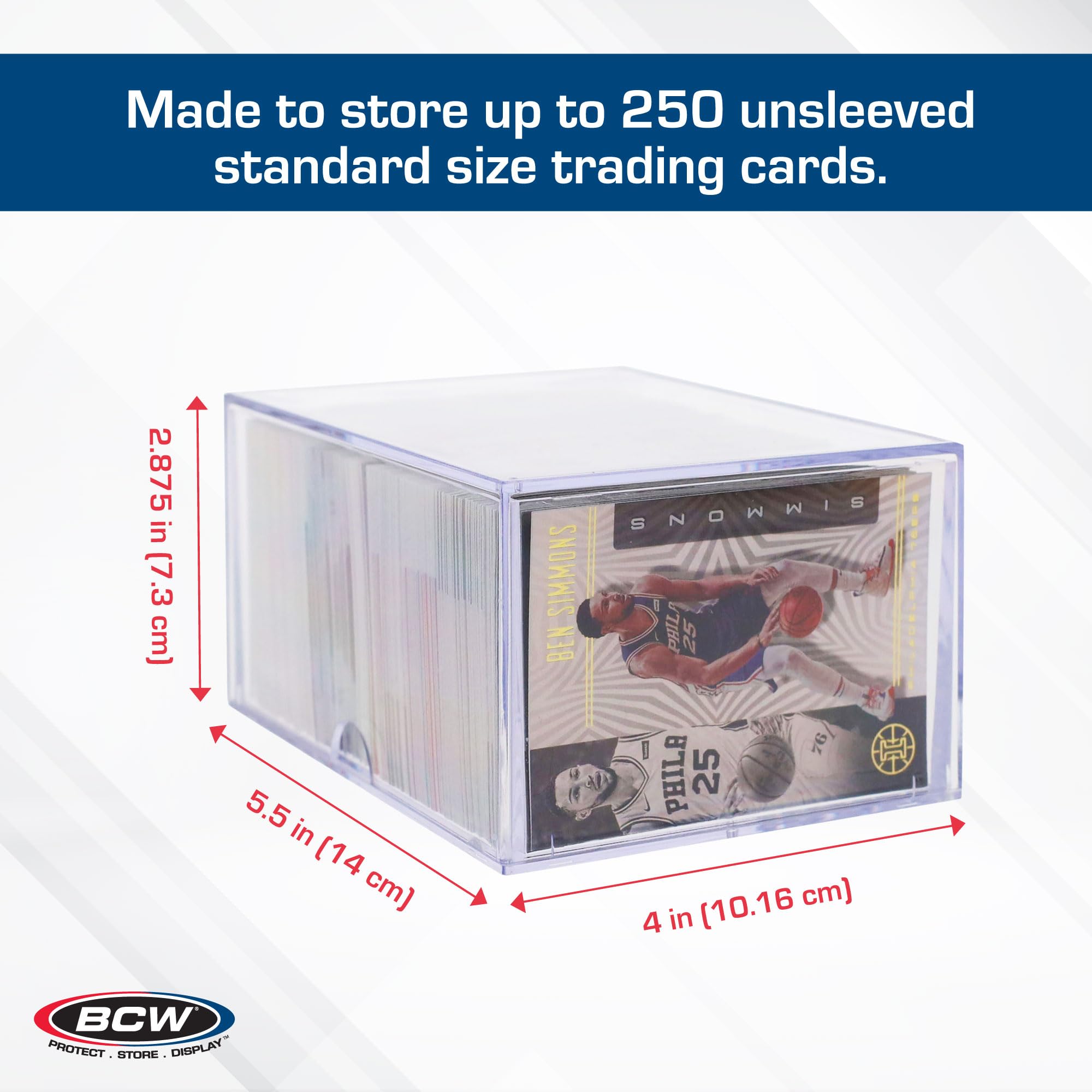 Premium BCW Card Slider Box - 250-Capacity Trading Card Storage Case for Magic The Gathering, Pokémon, Sports Cards | Durable, Stackable & Crystal Clear Design | Perfect for Collectors, Tournaments & Home Organization (10-Pack)