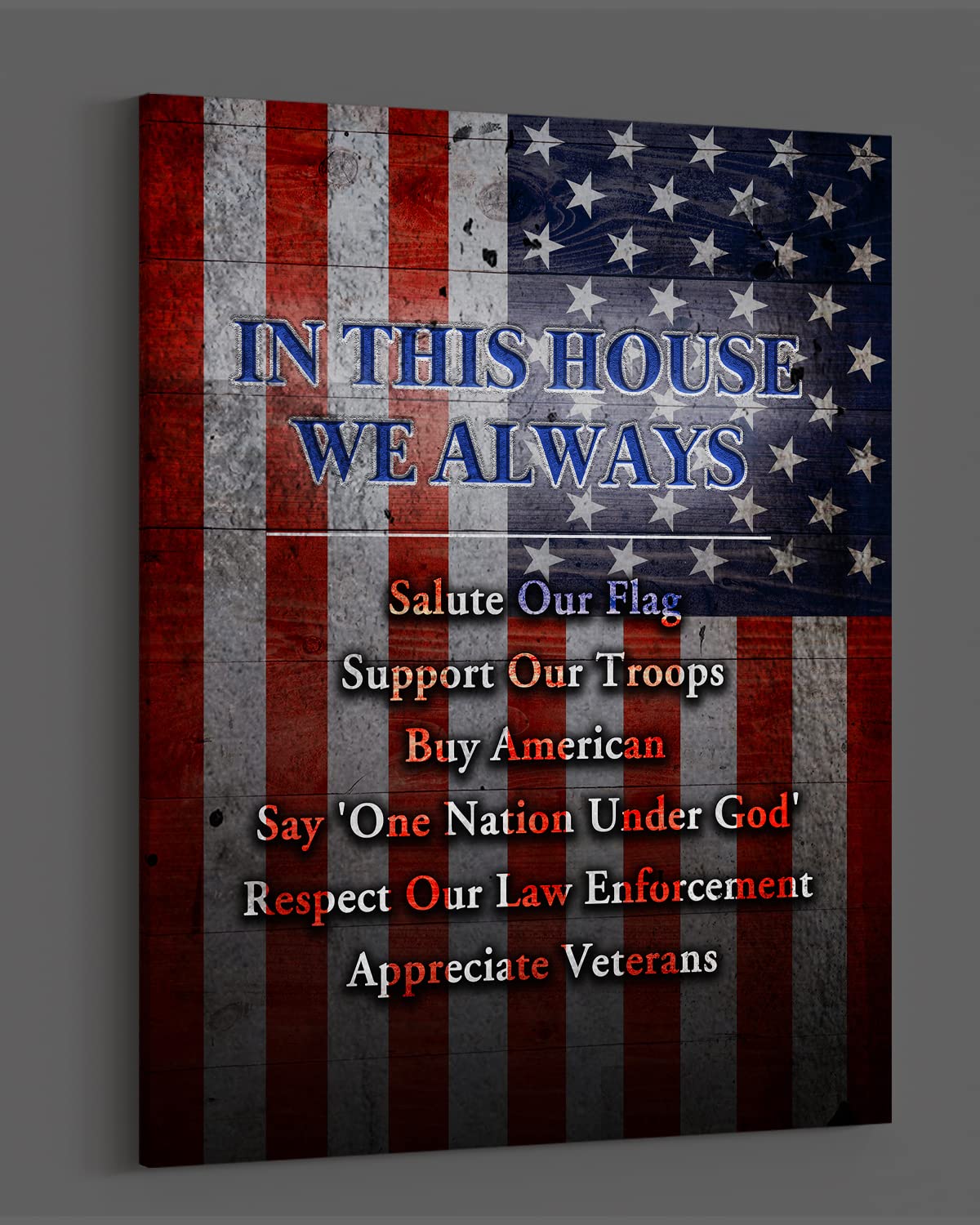 American Pride Wall Art - Patriotic Home Decor Canvas for Living Room, Office & Military Gifts (24x30 Inches, Ready to Hang) - Perfect for Veterans Day, 4th of July & Patriotic Home Decorations