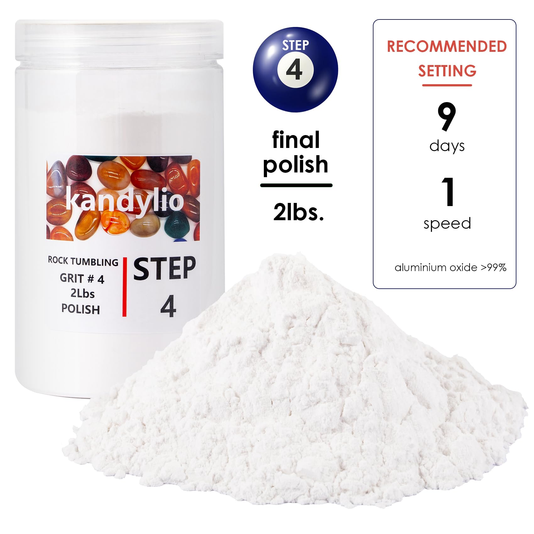 8 Lbs. Rock Tumbler Grit Kit - 4-Step Rock Polishing Grit & Polish Refill for Tumbling Machines - Polish Up to 60 Lbs. of Stones - Works with Any Rock Tumbler - Perfect for Jewelry Making, Lapidary & DIY Crafts
