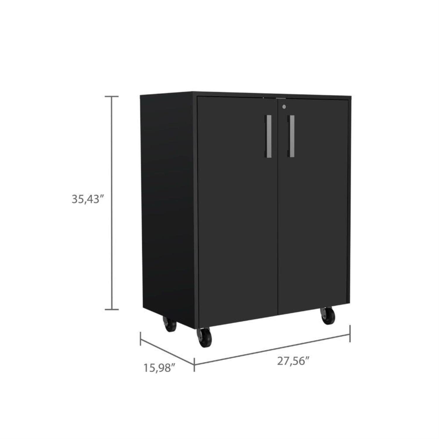 Rushville Utility Sink Cabinet with Double Doors - Stainless Steel Countertop & 3 Drawers - 35.43