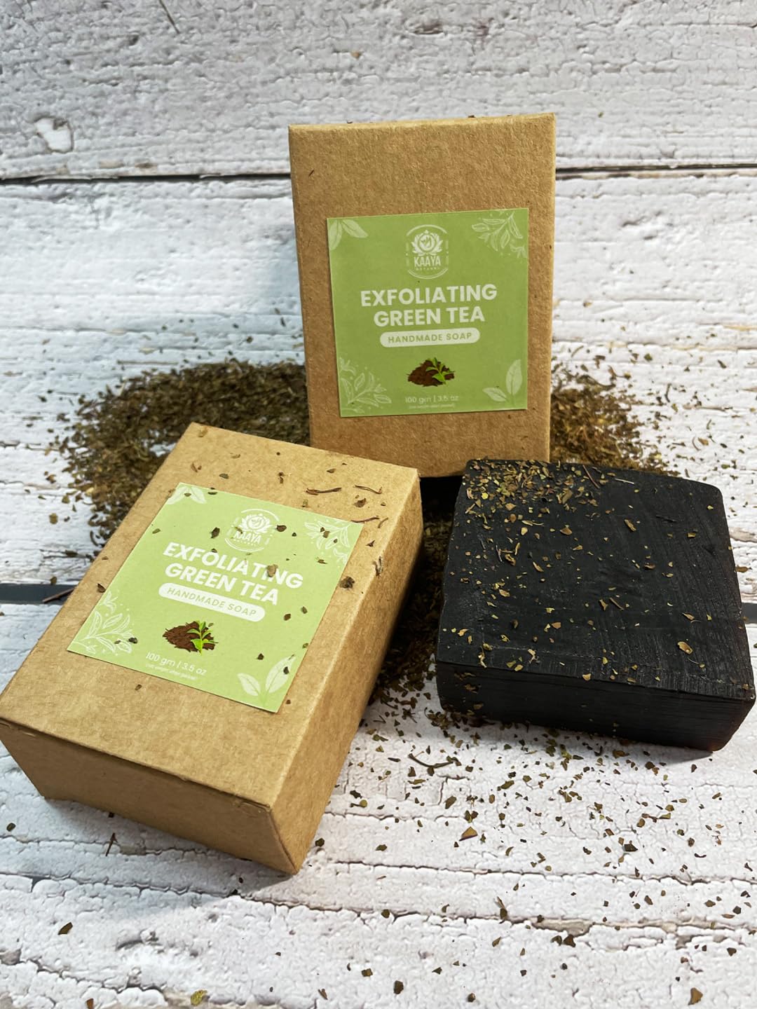 Kaaya Natural Green Tea Anti-Tan Handmade Soap for Face & Body - 100g (Pack of 2) | Organic, Vegan & Cruelty-Free | Brightens Skin & Reduces Tan | Perfect for Daily Skincare Routine, Travel & Gifts