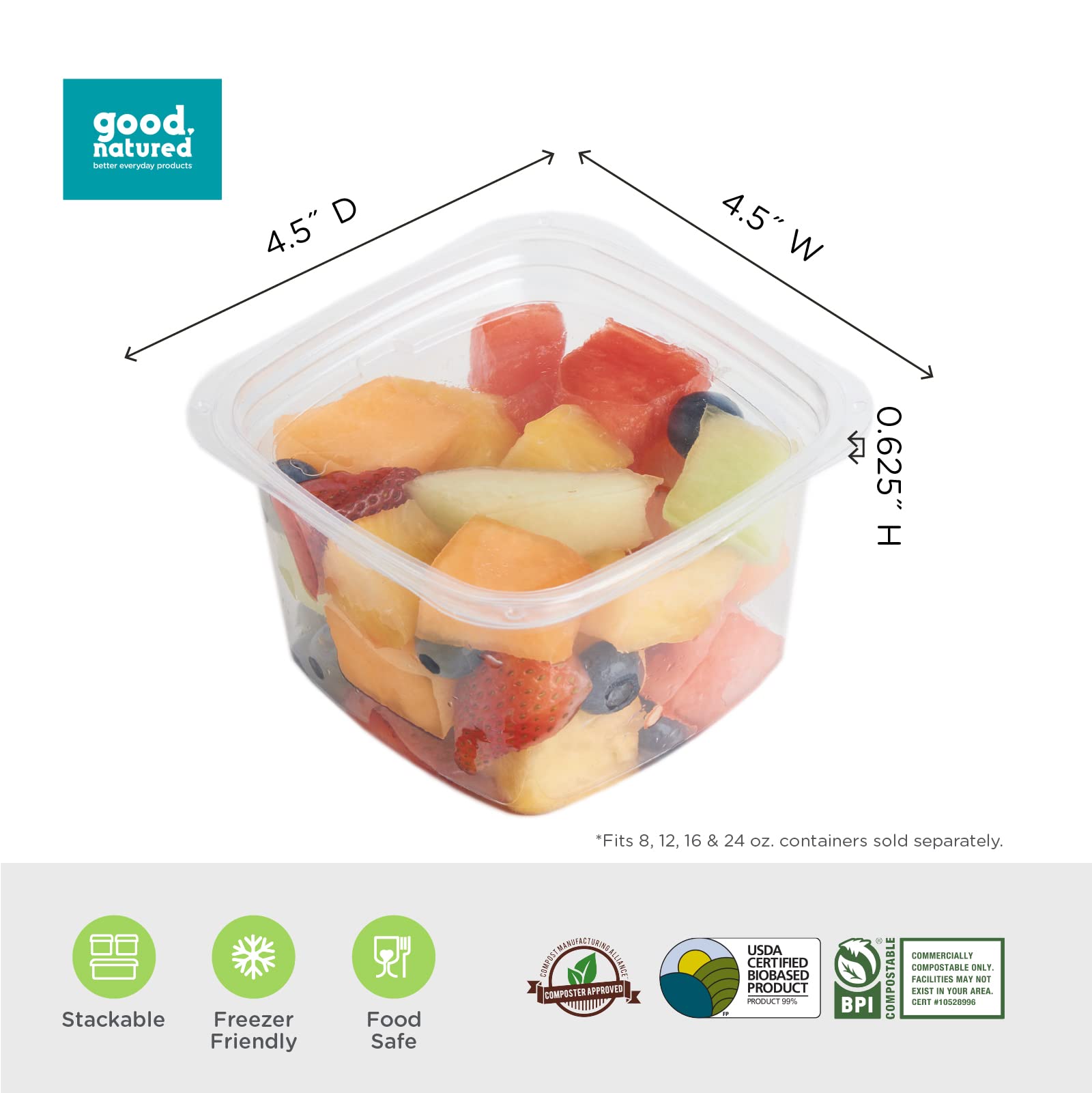 Eco-Friendly 675-Pack Clear Food Storage Lids for 8/12/16/24 oz Deli Containers | 99% Plant-Based, BPA-Free | Perfect for Meal Prep, Leftovers & Commercial Food Packaging
