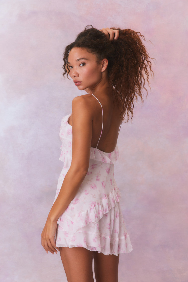 Lomina Floral Print Silk Mini Dress - Elegant & Comfortable for Parties, Dates & Special Occasions