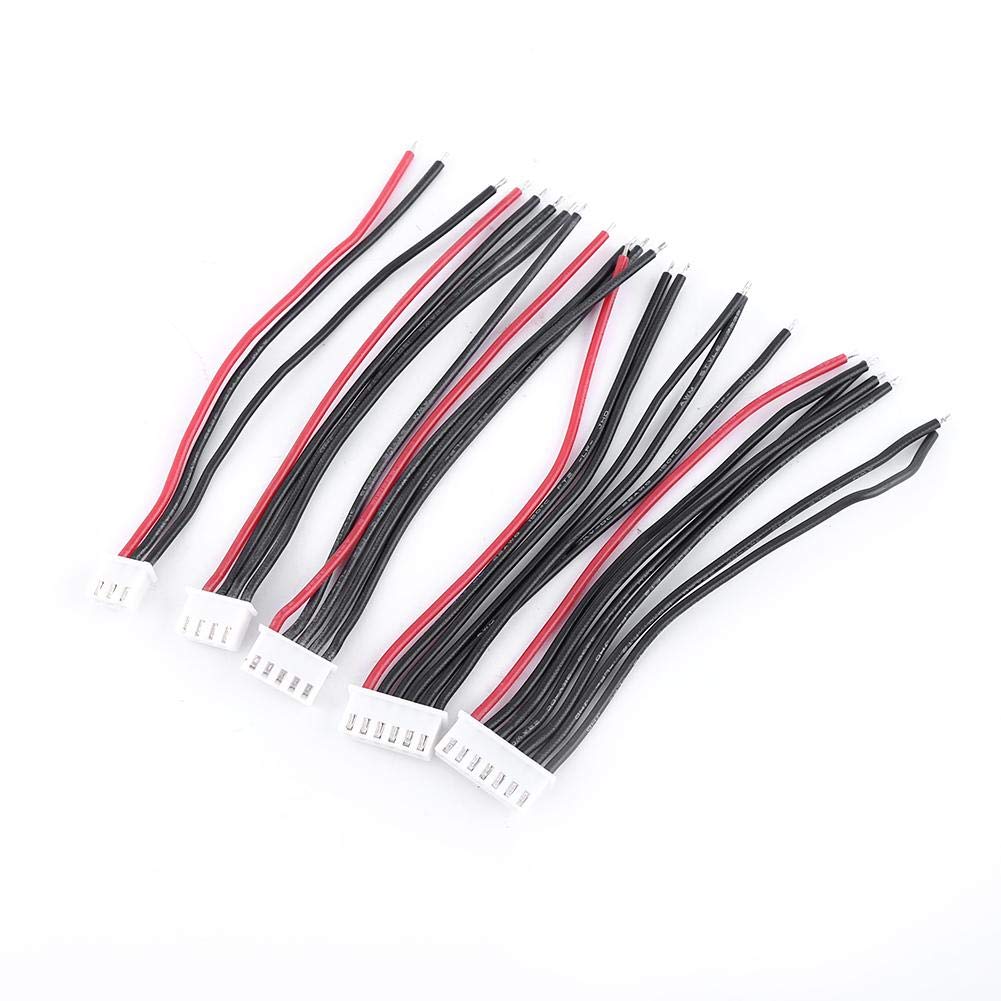 Dilwe 10pcs 22AWG 10cm 2-6S Silicone JST Plug Balance Charger Cable for RC Battery - Perfect for Drone, Quadcopter, and Remote Control Car Charging