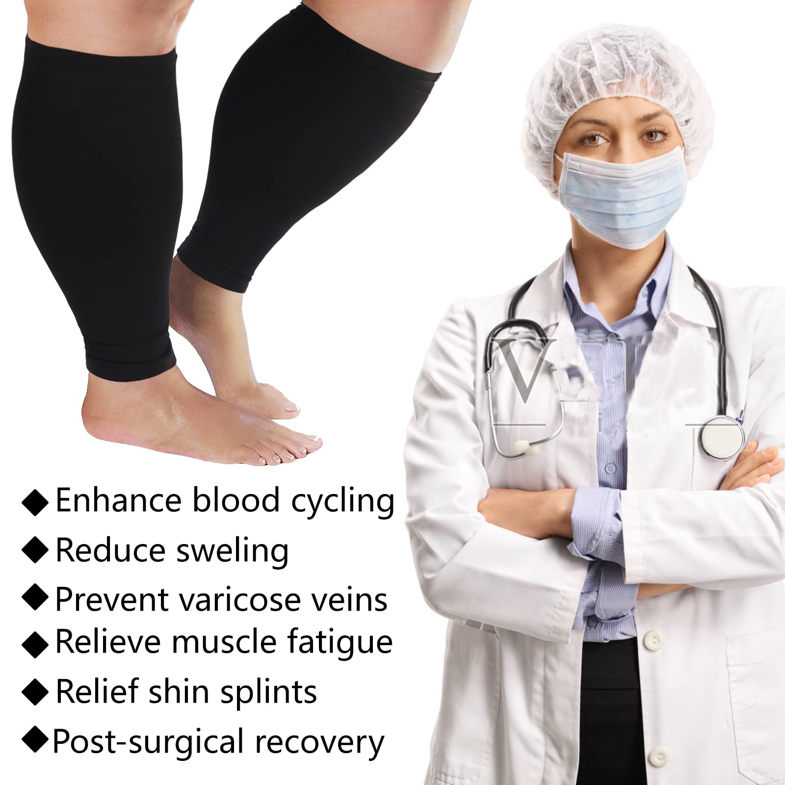 **Women's & Men's Plus Size Wide Calf Compression Sleeves – XXL for Varicose Veins, Edema, Swelling & Shin Splints Relief – Ideal for Work, Travel, Sports & Everyday Comfort**    *(Perfect for Running, Nursing, Long Flights & Post-Workout Recovery)*