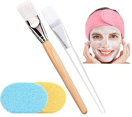 Evrysdi 2-Piece Facial Brush Set with Cleansing Sponge & Headband - Gentle Exfoliating Face Wash Brush for Men & Women - Perfect for Daily Skincare & Spa Treatments (Multicolor)