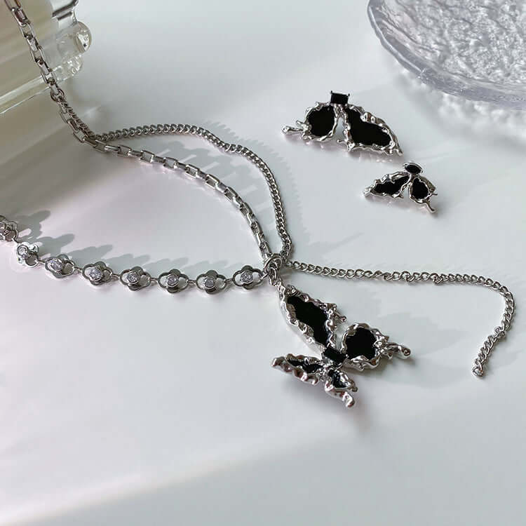 Y2K Butterfly Half Chain Y Necklace with Tassel - Trendy Layered Choker for Women | YX346 | Perfect for Parties, Date Night & Boho Fashion