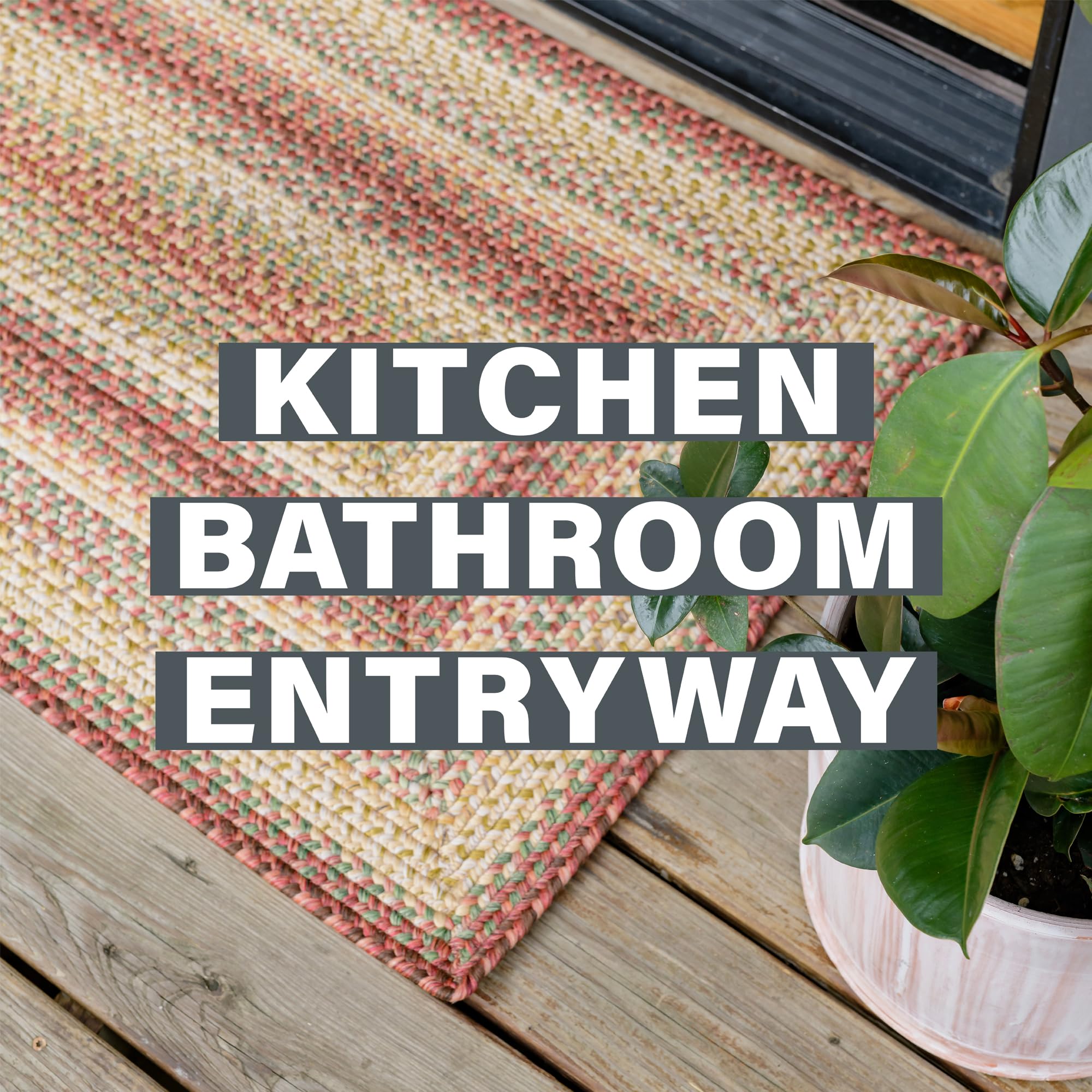 Braided Rustic Rugs for Outdoor & Indoor Use - Homespice Barcelona Reversible Machine Washable Rug, 27x45 Inch - Stain Resistant Waterproof Entryway Mat, Kitchen Sink Rug - Perfect for Patio, Deck, Front Door & Farmhouse Decor
