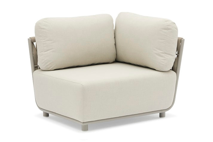 Luxury Couture Jardin Hug Outdoor Left Hand Chair in Greige - Perfect for Patio, Garden, and Poolside Relaxation