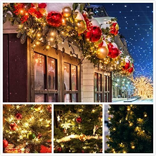 4-Pack 400LED 132FT Solar Christmas Lights Outdoor Waterproof - Warm White Solar Powered LED String Lights with Green Wire & 8 Modes - Perfect for Xmas Tree, Party, Wedding, Garden, Fence Decoration & Holiday Lighting