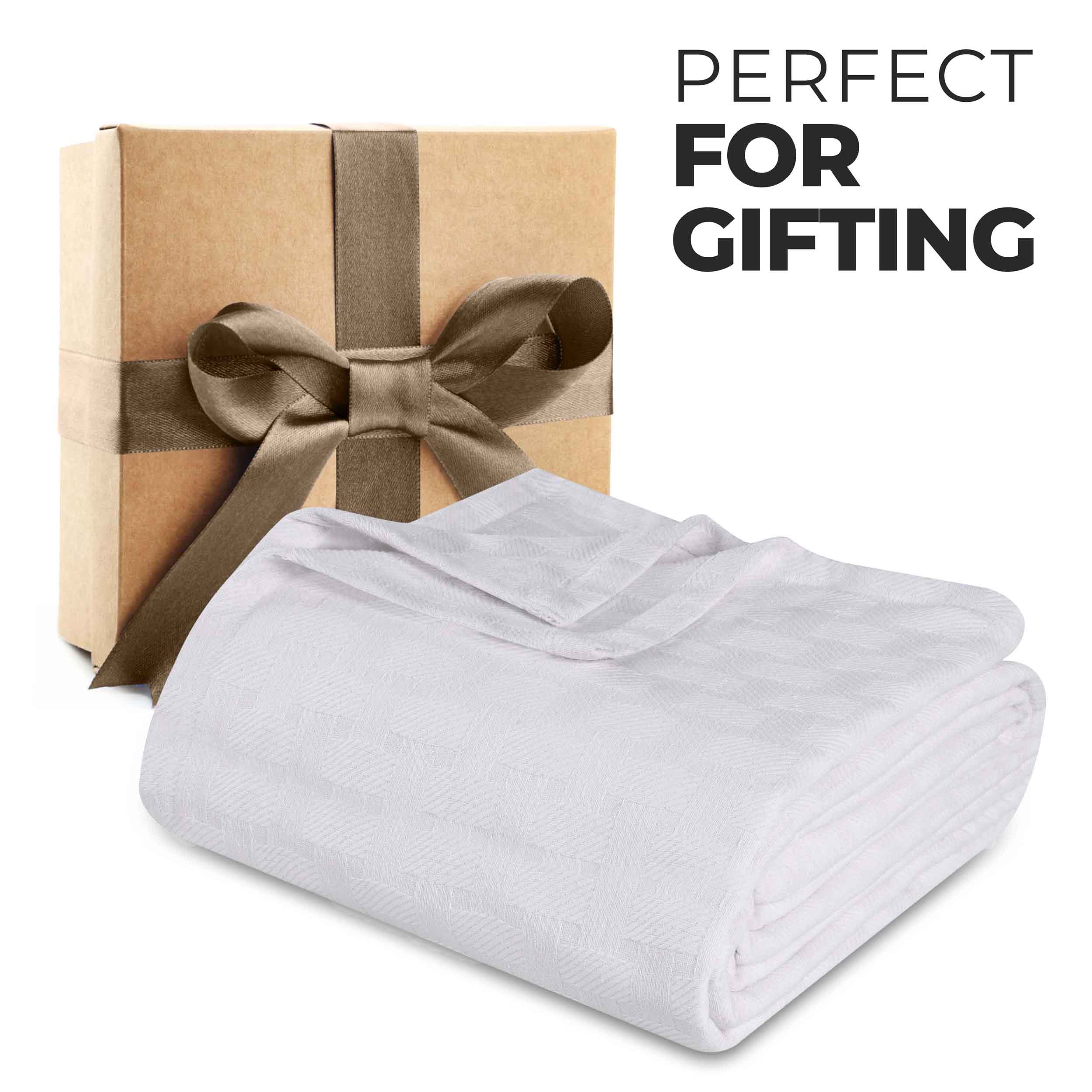 Soft Basketweave All-Season Cotton Bed Blanket & Sofa Throw - Lightweight Breathable Blanket for Bedroom, Living Room, Travel and Outdoor Use