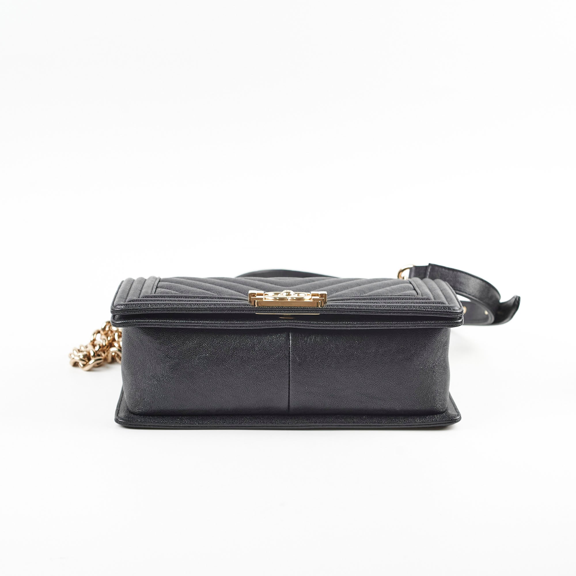 Chanel Boy Medium Flap Bag in Black Chevron Caviar Leather - Perfect for Evening Events & Luxury Fashion Accessories