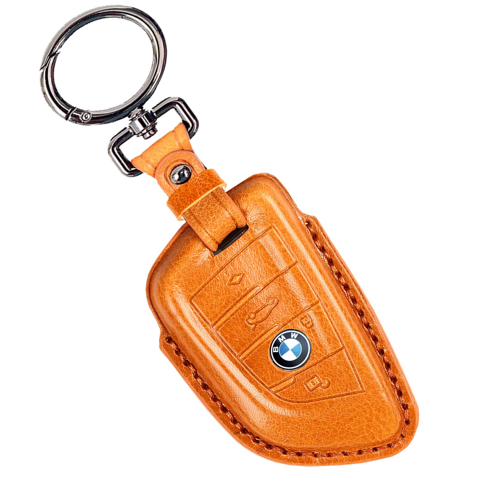 Premium Genuine Leather Key Cover for BMW 1/3/4/5/6/7 Series & X3/X4/M5/M6/GT3/GT5 Smart Keys - Durable Protection with Multiple Color Options (Brown) - Perfect for Car Enthusiasts & Luxury Vehicle Owners