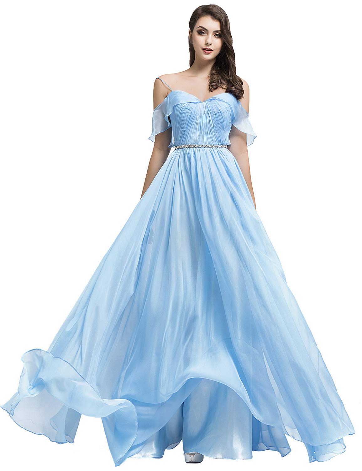 Elegant Off Shoulder Chiffon Bridesmaid Dress for Women - Long Formal Evening Gown for Prom, Wedding & Special Occasions
