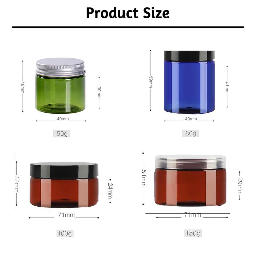 LusDoly 6-Pack 50ml Clear Plastic Cream Jars with Silver Lids - Travel-Sized Cosmetic Containers for Makeup, Skincare, Toiletries & Beauty Products | Perfect for Home, Salon & Travel Organization