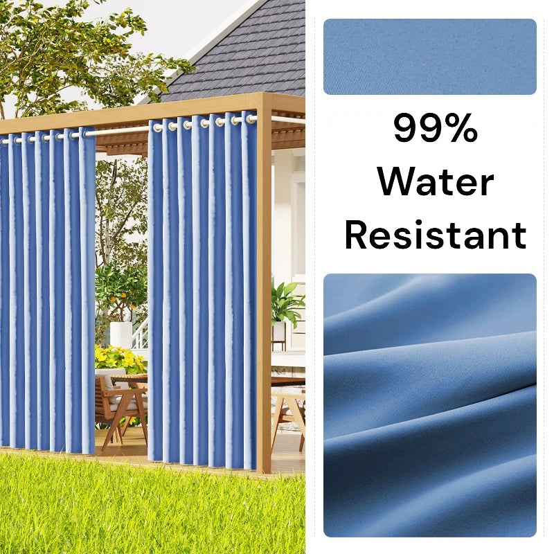 Durable All-Weather Antibacterial Outdoor Curtains - Custom Size for Patio, Deck, and Poolside Privacy - Waterproof & UV Resistant