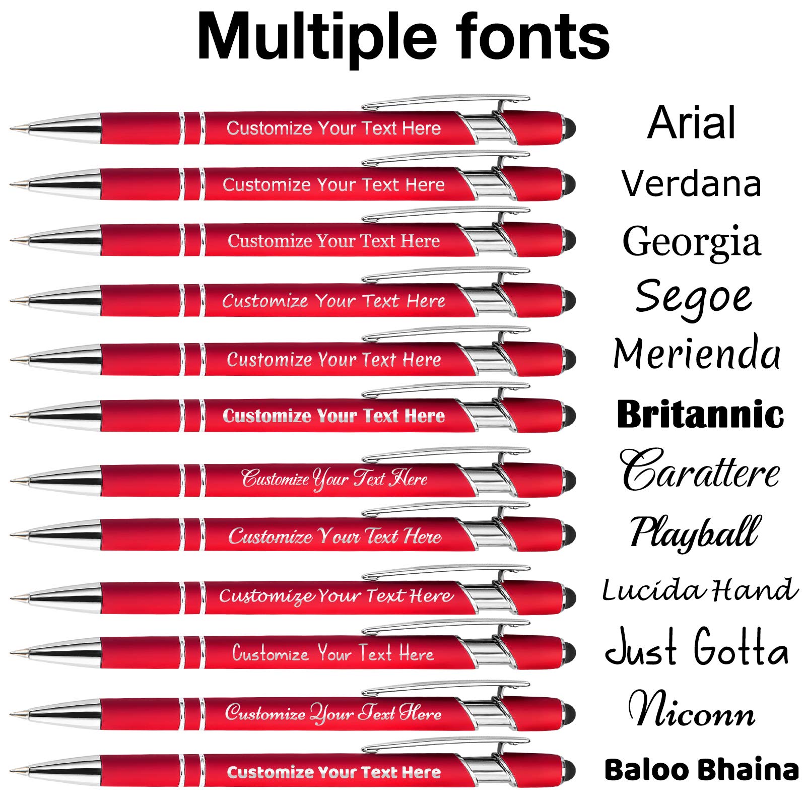 300 Pack Personalized Custom Engraved Ballpoint Pens with Stylus Tip - Bulk Office Pens with Name/Message - Medium Point Black Ink - Perfect for Birthday, Graduation Gifts for Men & Women - Ideal for Office Use, Business Promotions & Corporate Events