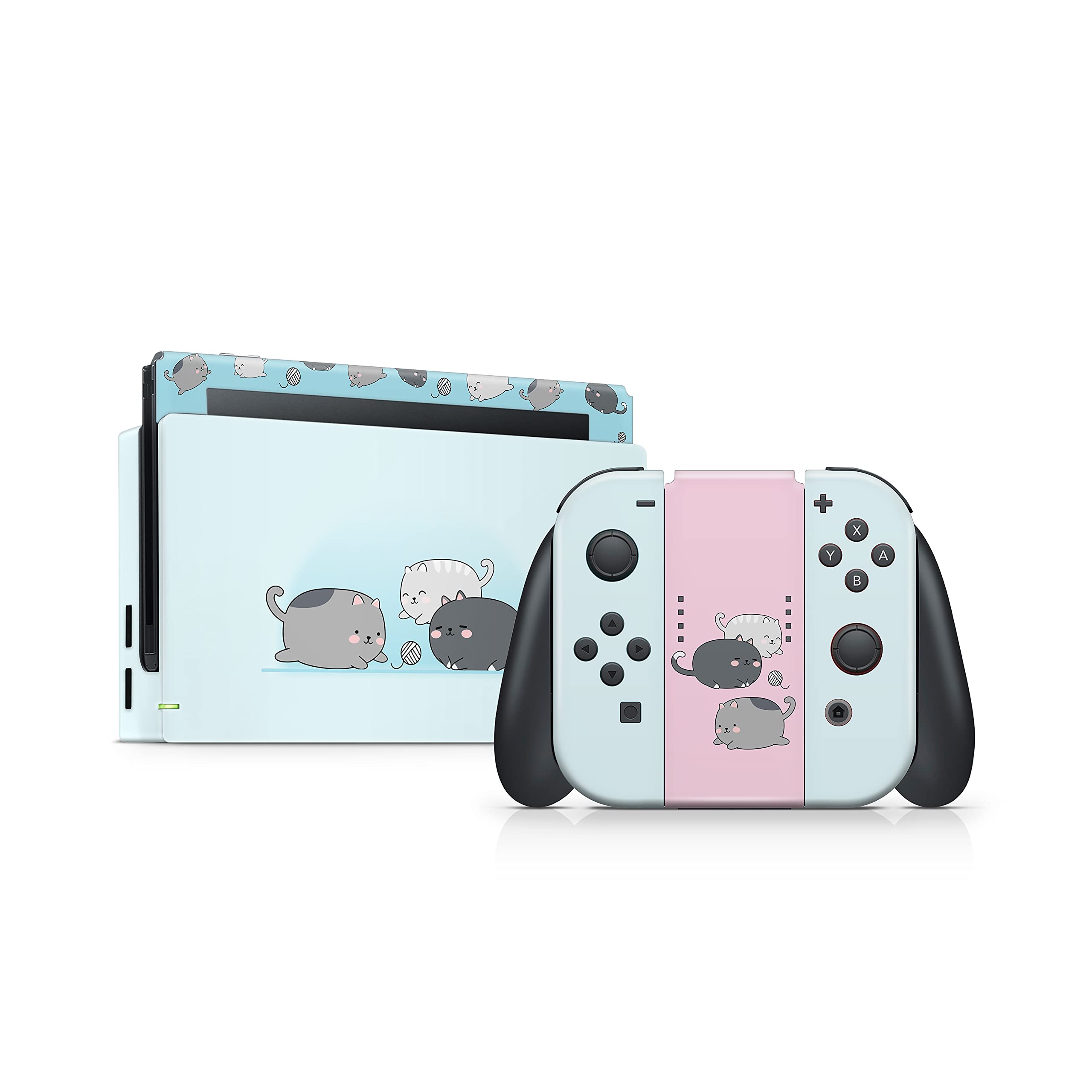Premium 3M Vinyl Kawaii Cats Full Wrap Decal Skin for Nintendo Switch - Cute Protective Cover with Adhesive Stickers | Perfect for Gaming, Travel & Home Decor