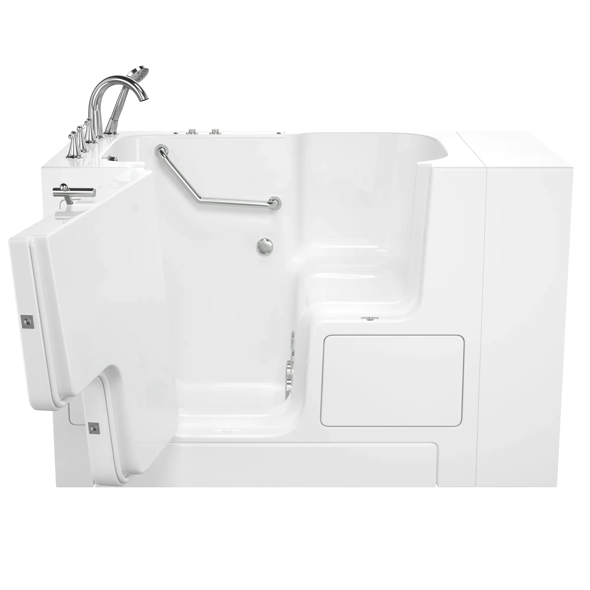 32 x 52 Inch Gelcoat Walk-in Bathtub with Whirlpool System - Left Hand Drain & Faucet - Ideal for Elderly & Mobility Impaired Users - Non-Slip Safety Bathing Solution for Home Accessibility