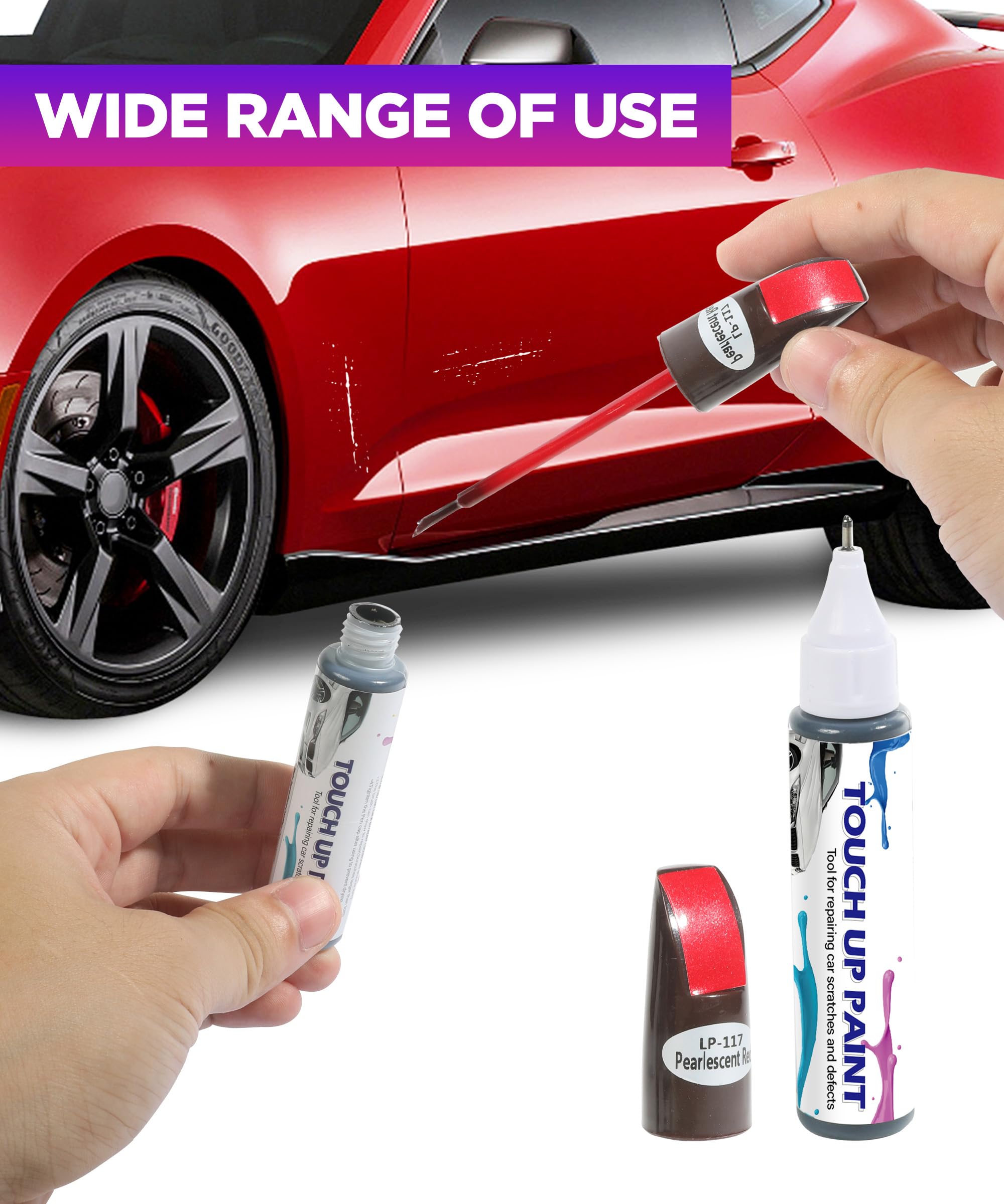 YAKEFLY 2-in-1 Car Touch Up Paint Pen - Automotive Scratch Repair Kit for Quick & Easy Fixes - Perfect for Minor Scratches, Chips & Paint Damage (Red) - Ideal for Cars, Trucks & SUVs