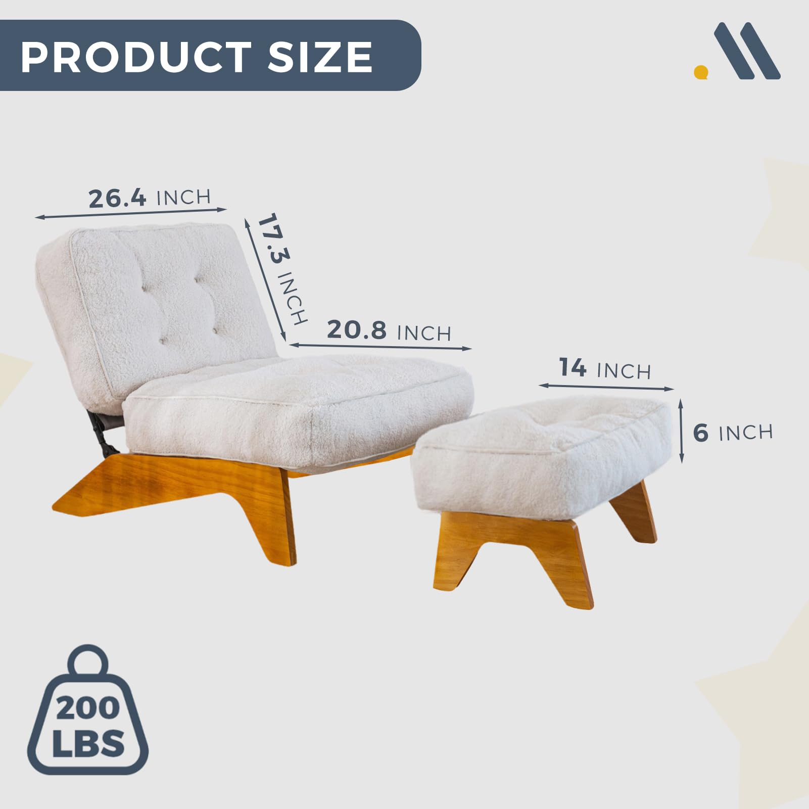 MAXYOYO Adjustable Accent Chair with Ottoman Set - Modern Boucle Tufted Lounge Chair in Beige for Living Room, Bedroom & Office Comfort