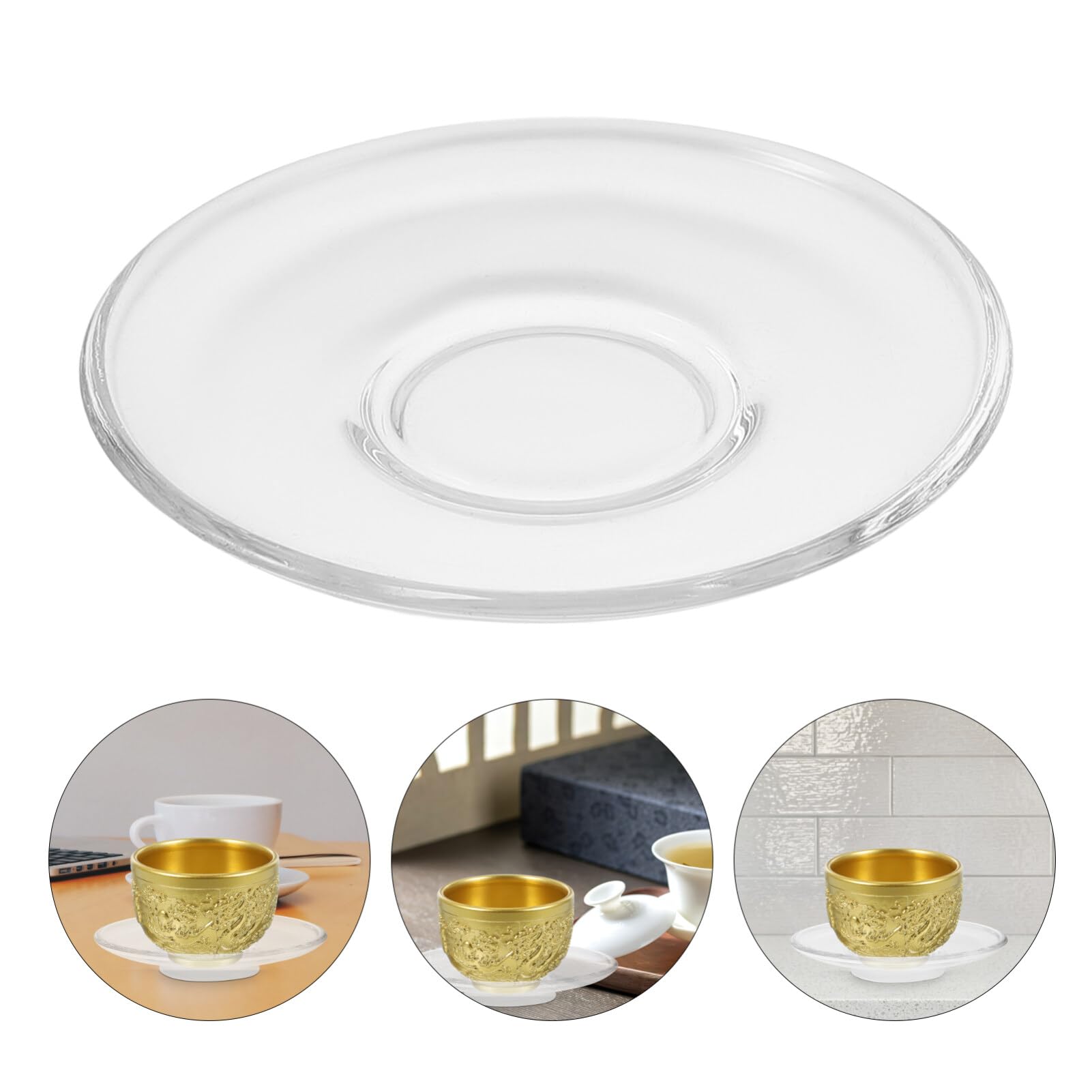 2-Pack Small Glass Plates - 8.5x8.5cm Round Tea Saucers, Snack Dishes & Dessert Plates with Tea Bag Coasters - Perfect for Christmas Serving Cookies, Fruits, Coffee & Tea Cups - Ideal for Afternoon Tea, Party Snacks & Home Decor