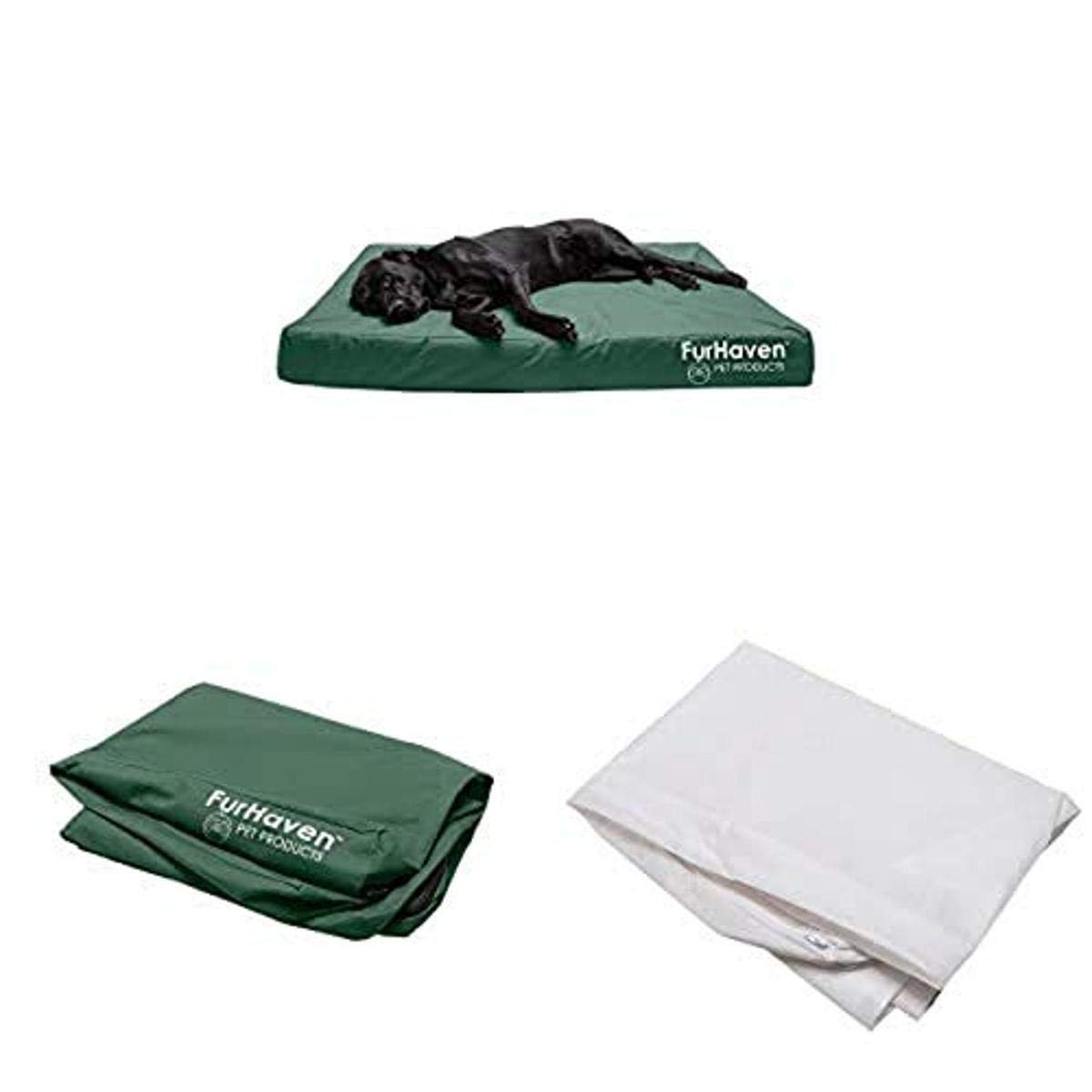Furhaven Orthopedic Dog Bed Set - Water-Resistant Jumbo Plus Forest Deluxe Pet Mattress with Removable Cover & Liner for Indoor/Outdoor Use - Ideal for Large Dogs and Cats with Joint Pain, Perfect for Living Rooms, Kennels, or Outdoor Adventures